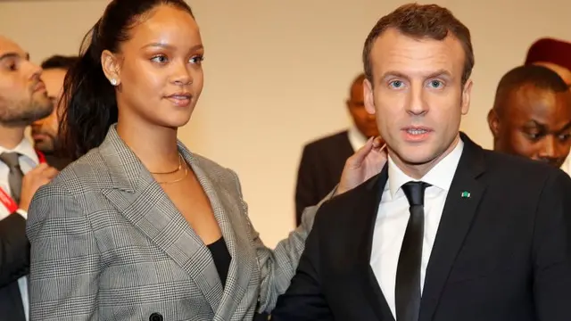 French President, Rihanna team up for education