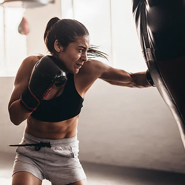 Boxing on with bag punching