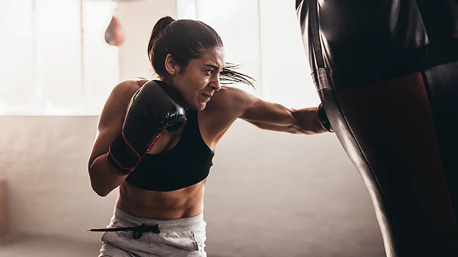 Boxing on with bag punching