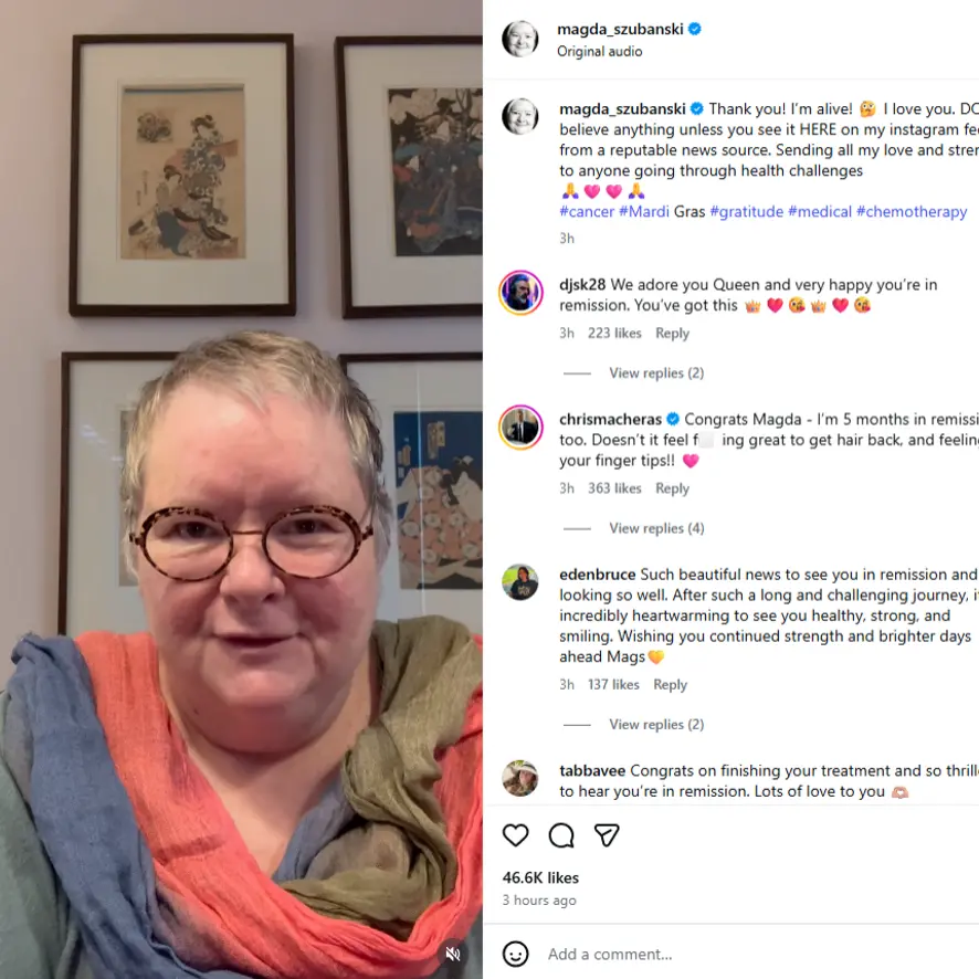 'Phew': Kath and Kim star announces cancer remission