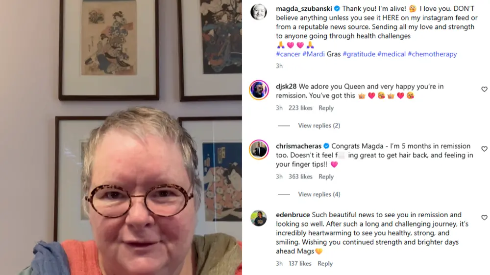 'Phew': Kath and Kim star announces cancer remission