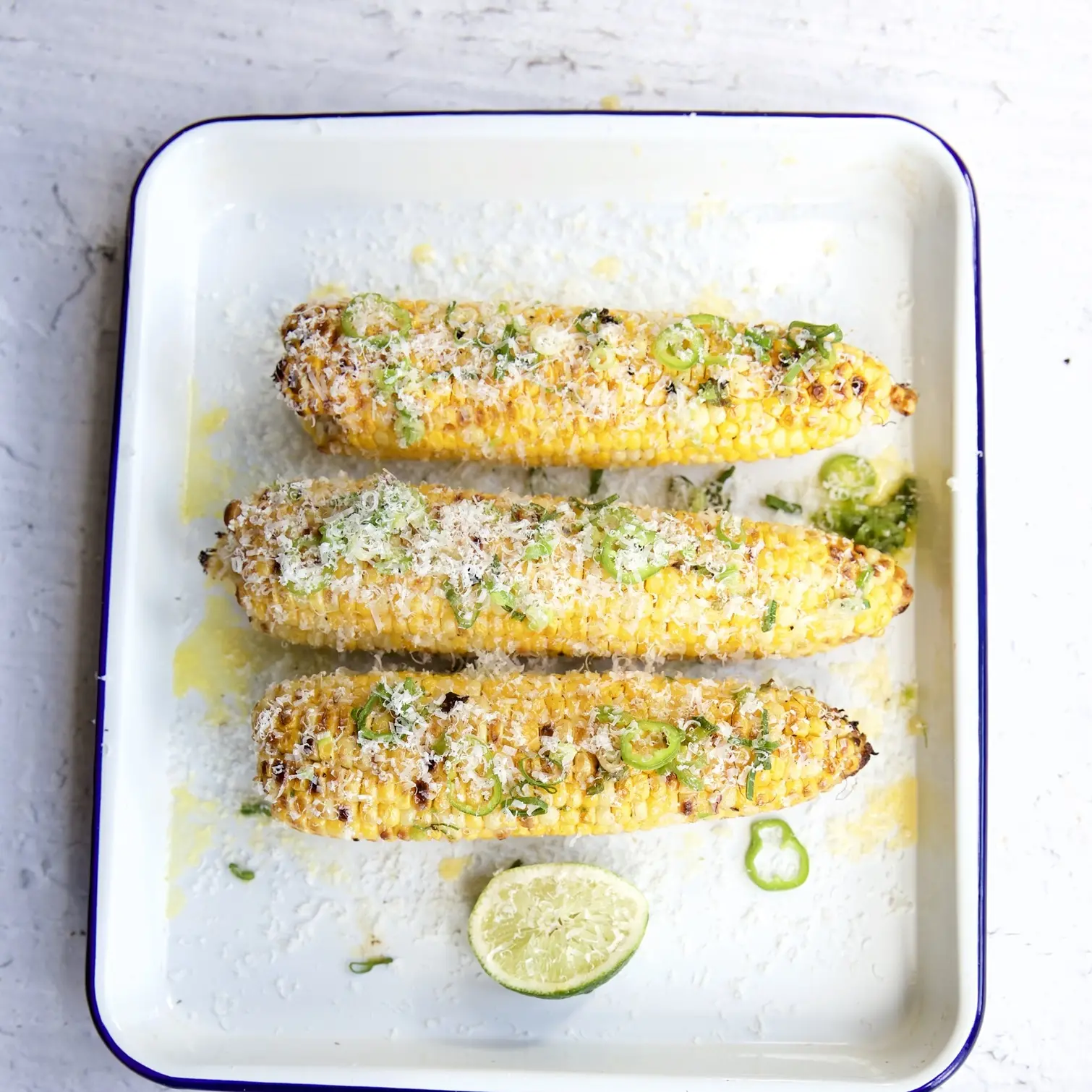 Oven-roasted corn with chilli lime butter