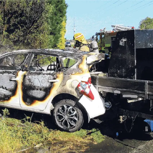 Car catches fire after crash