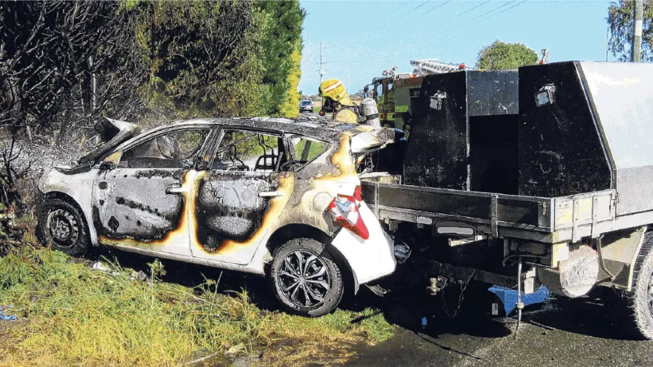 Car catches fire after crash