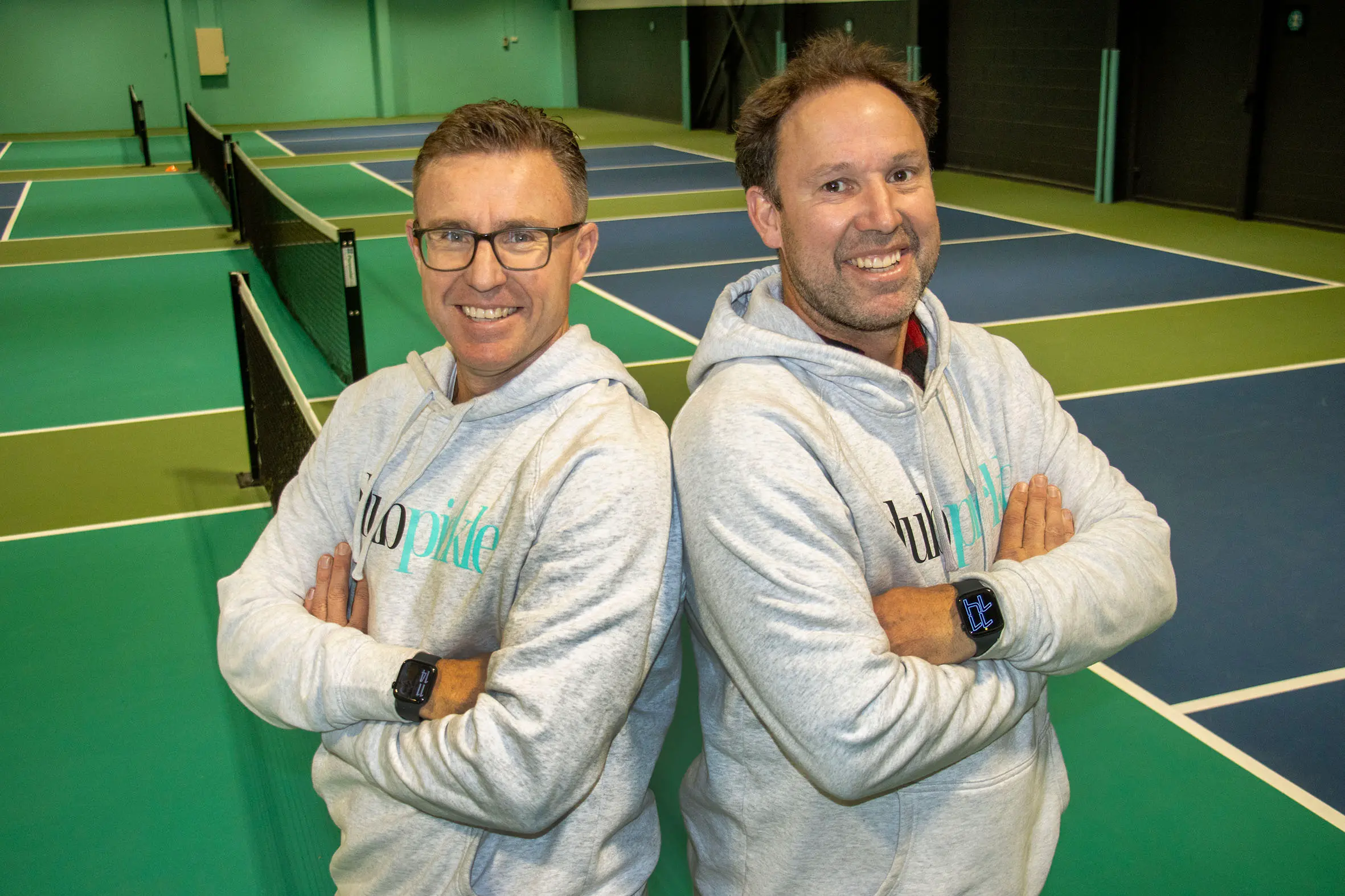 ClubPickle co-owners Johnny, left, and Tim McHarg in their new Sydenham facility, housed in the former McHargs bookbinding and print finishing factory. Photo: Geoff Sloan