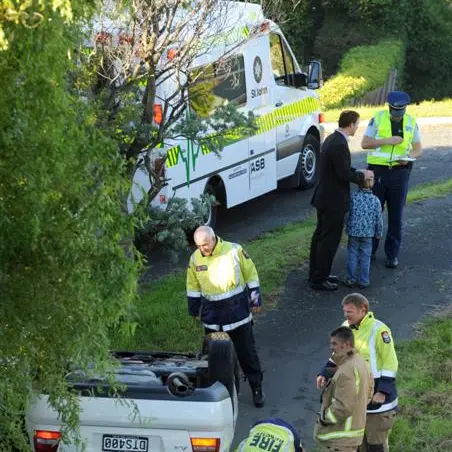 Student drives off road after being blinded by sun
