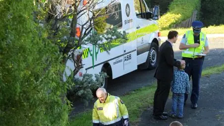 Student drives off road after being blinded by sun