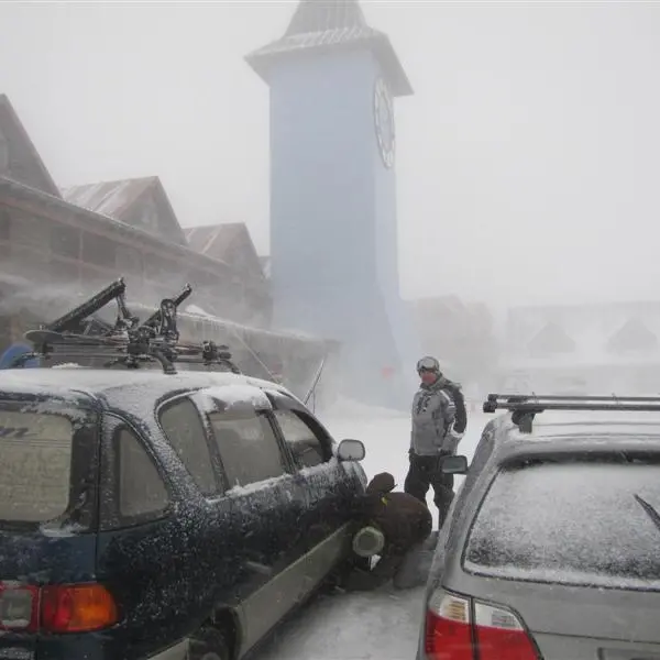 Snow falls and makes spirits rise