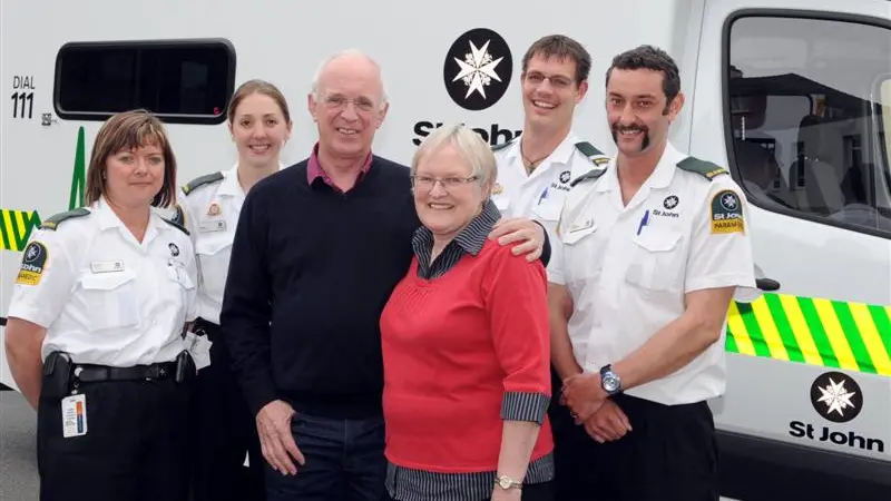 St John staff thanked for saving woman