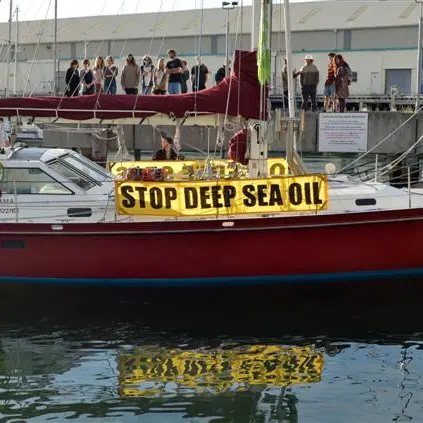 Protest vessel arrives
