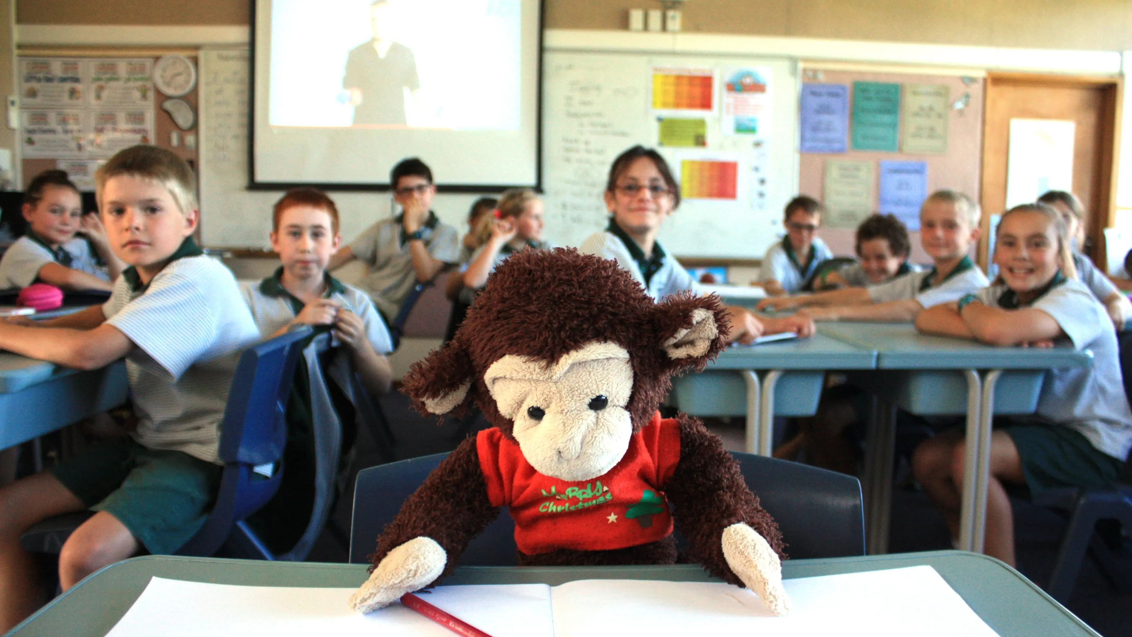 Monkey business at school while Jones away