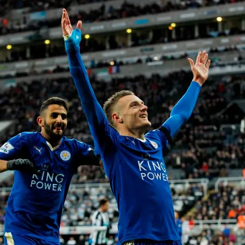Football: Vardy equals record as Leicester go top