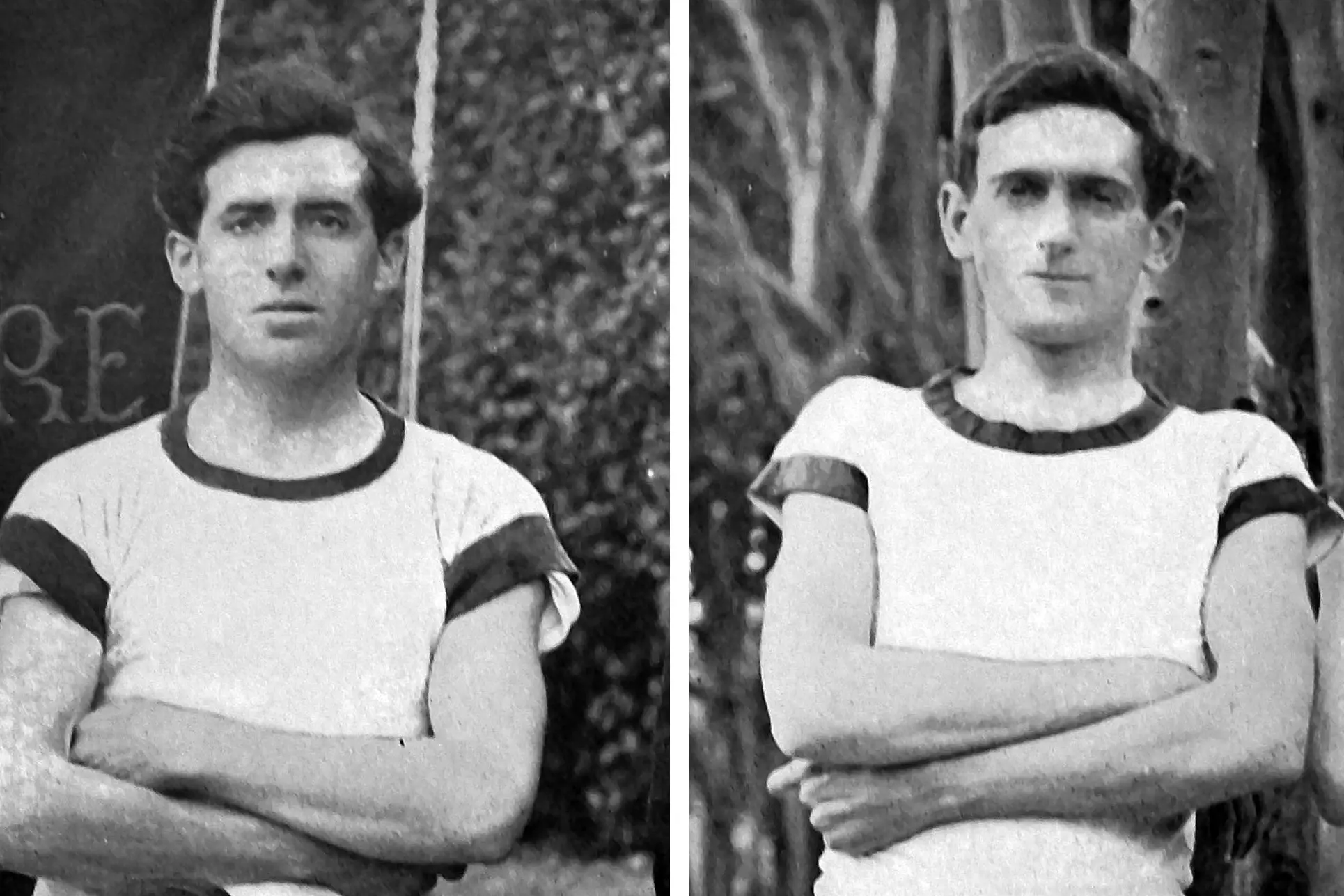 Five-mile cross-country champion of Otago C.W. Frye ( left) and runner-up J.W. Tapp; both members of Caversham Harriers. Photo: Otago Witness, issue 3778, August 10 1926, page 43