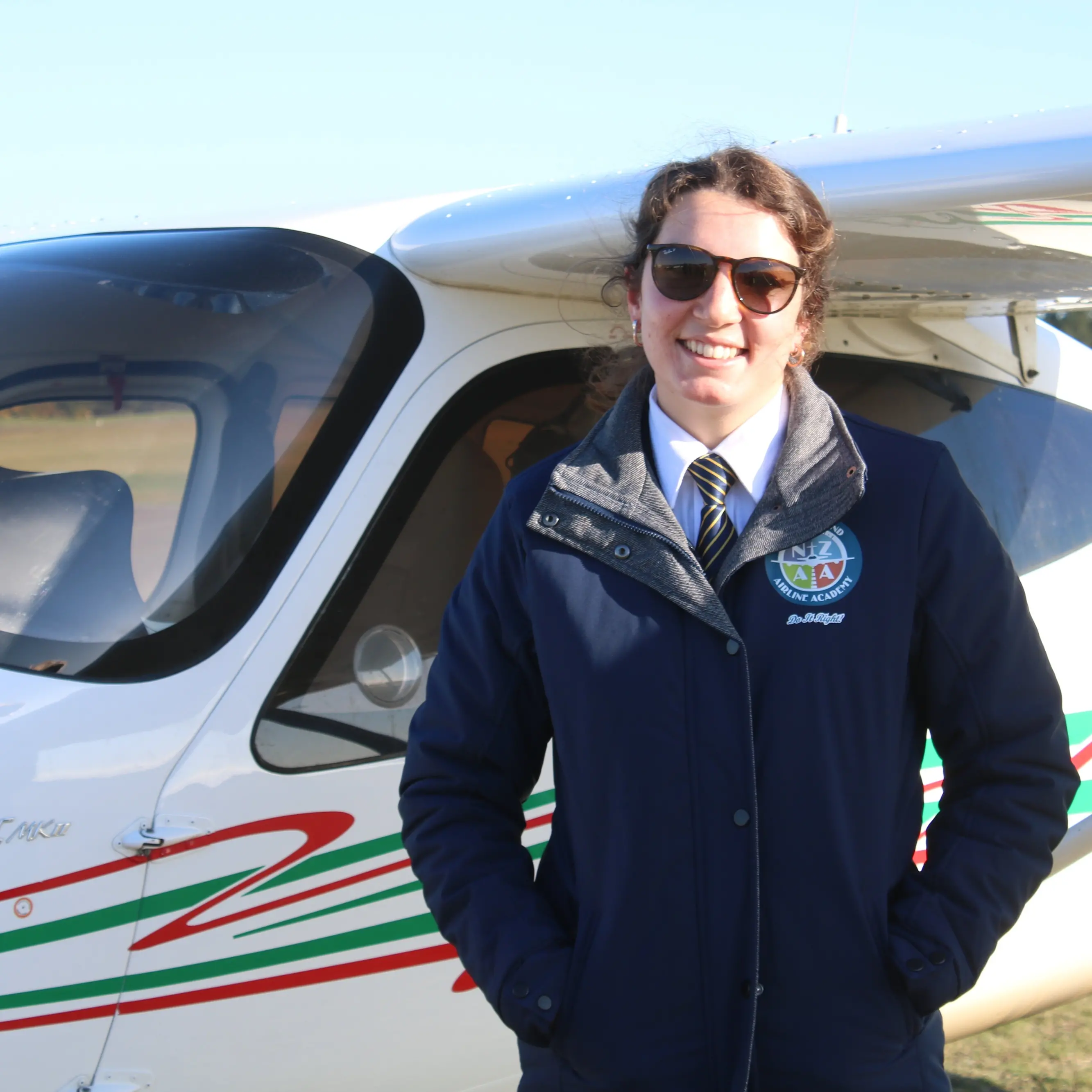 Pilot on commercial flight path