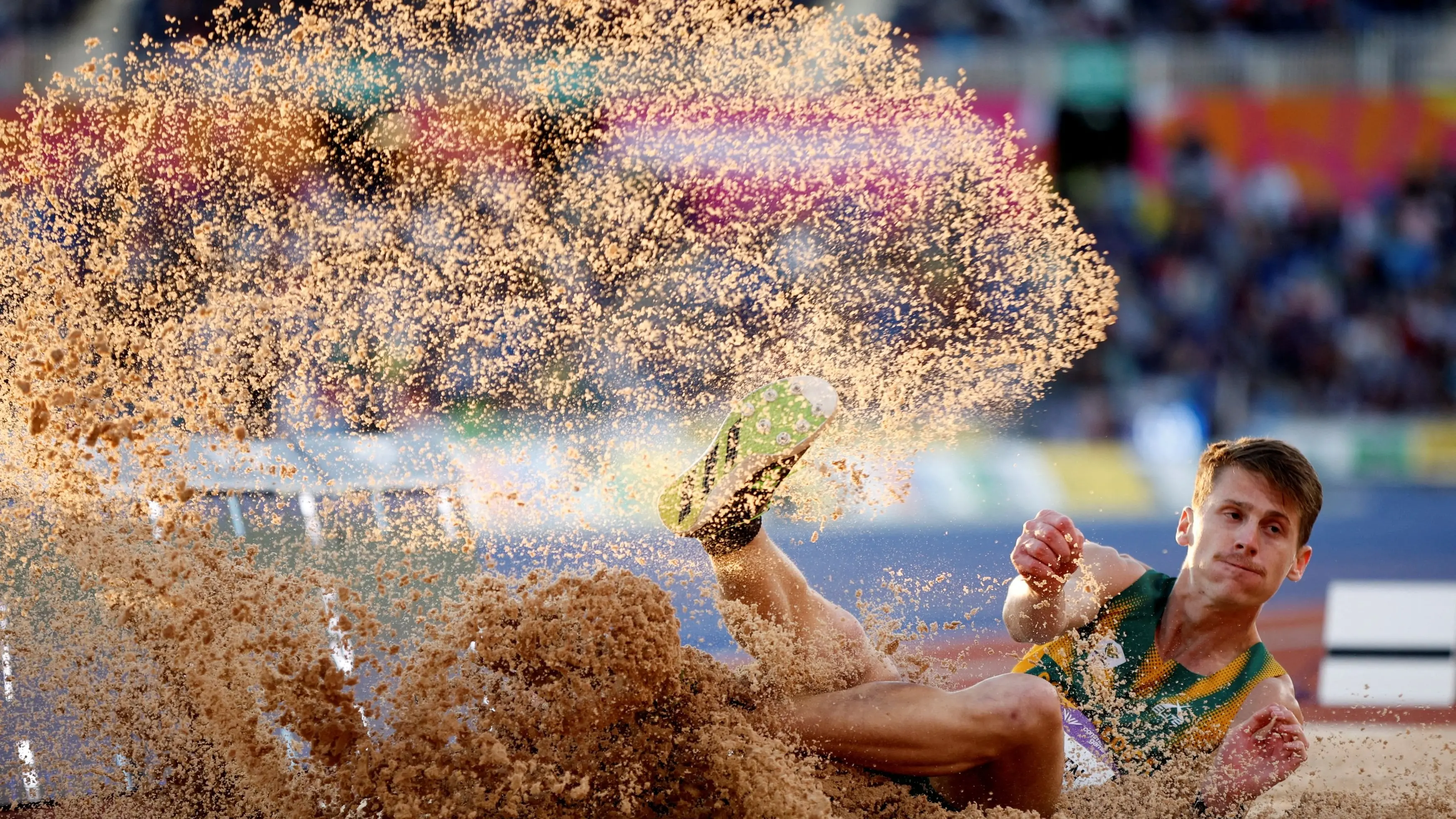 A fan of sand as Jovan lands
