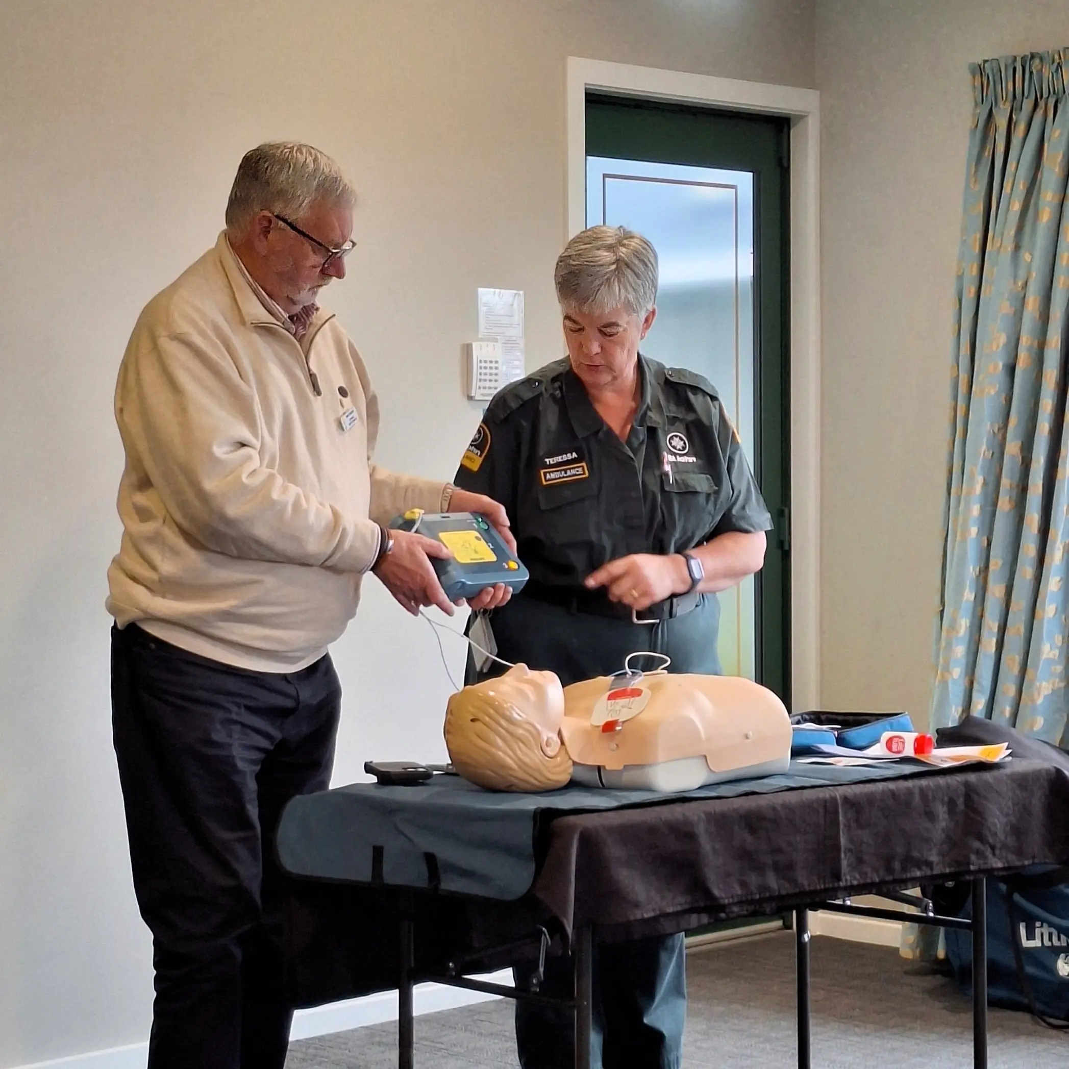 First aid discussion session for volunteer client drivers