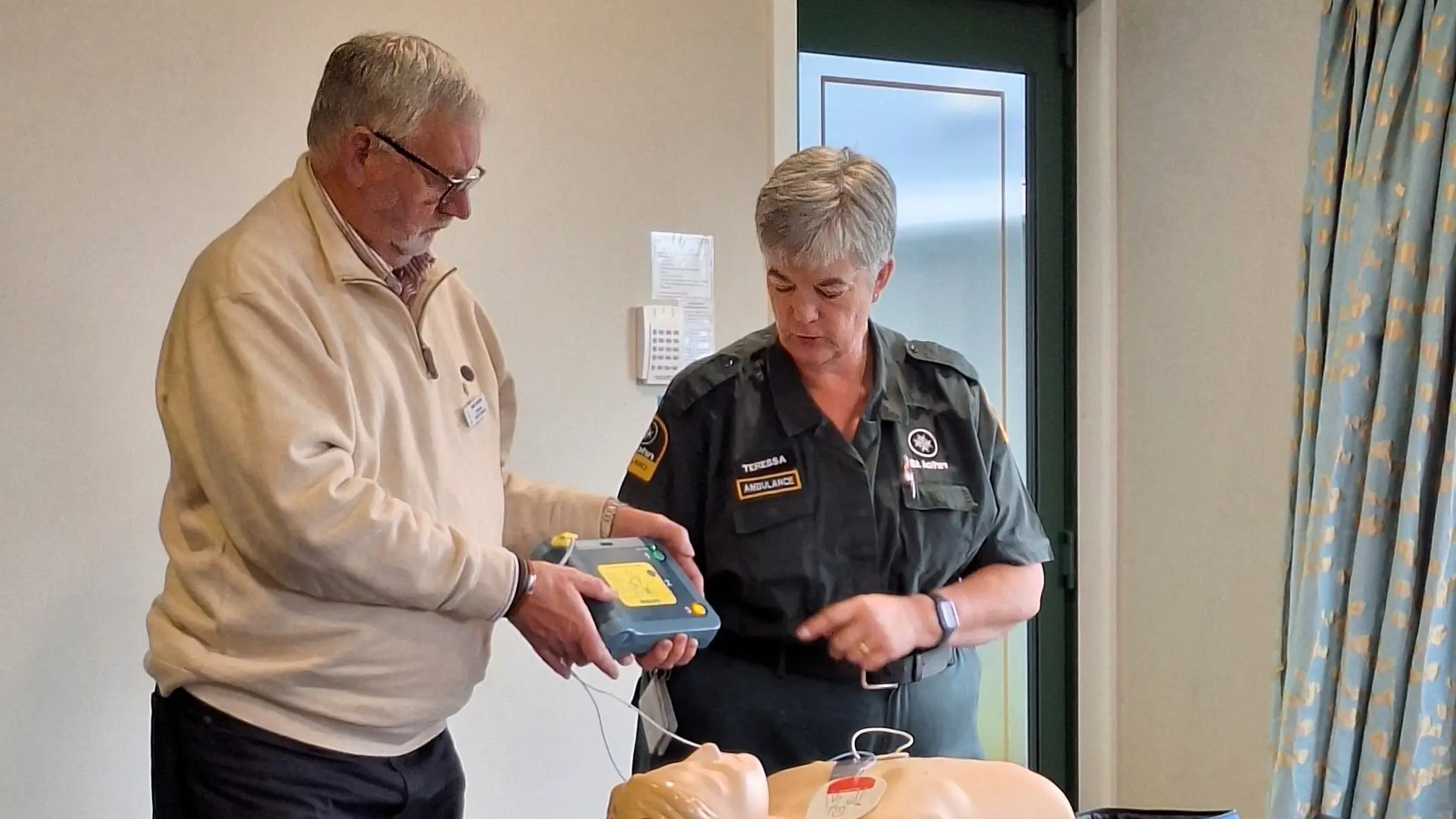 First aid discussion session for volunteer client drivers