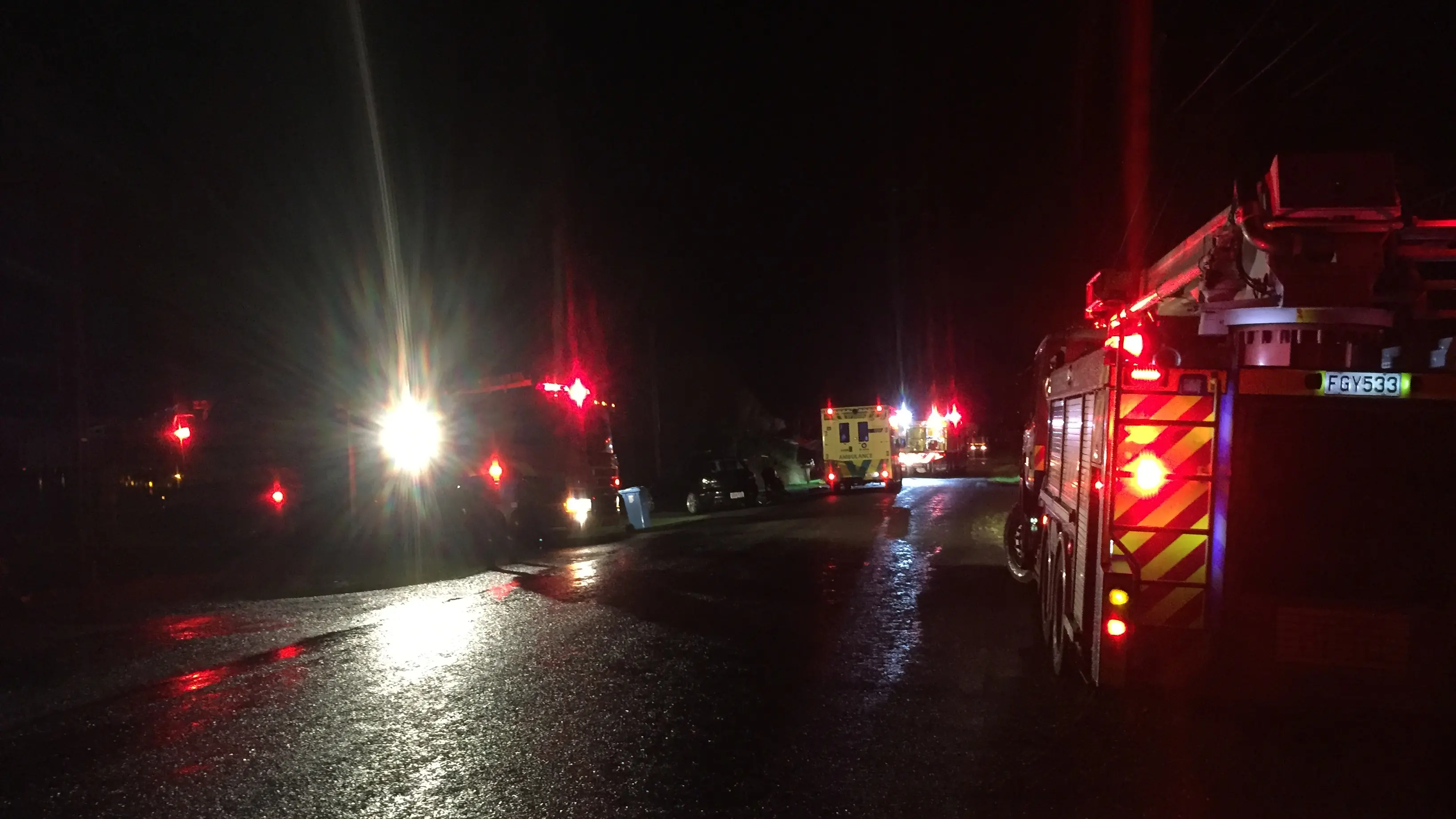 Family flee to neighbours as fire takes hold