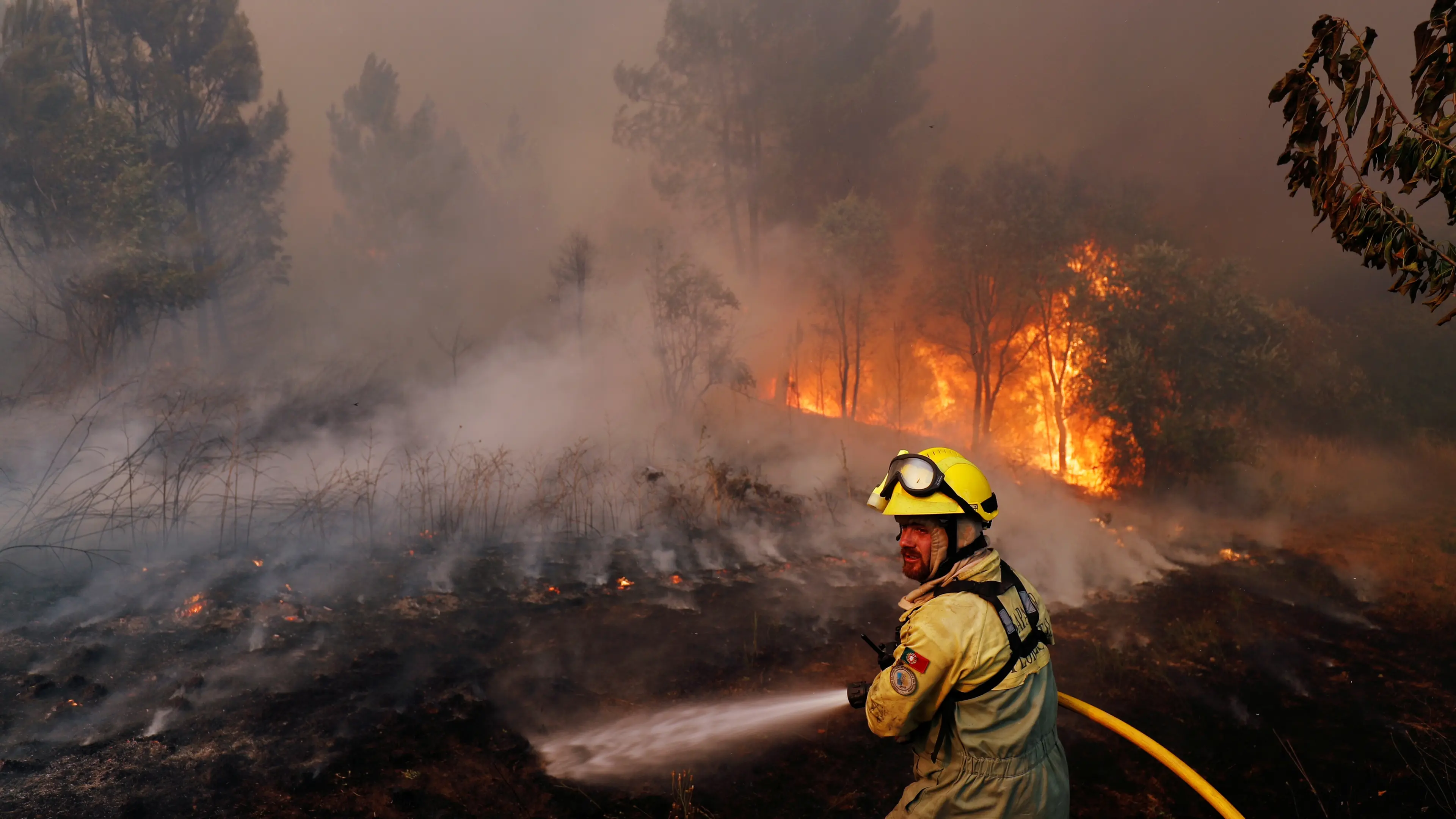 Villagers, firefighters battle huge blazes in Portugal