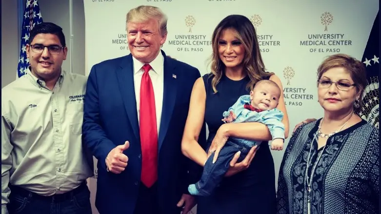 Disbelief as Trump gives thumbs-up with El Paso orphaned baby