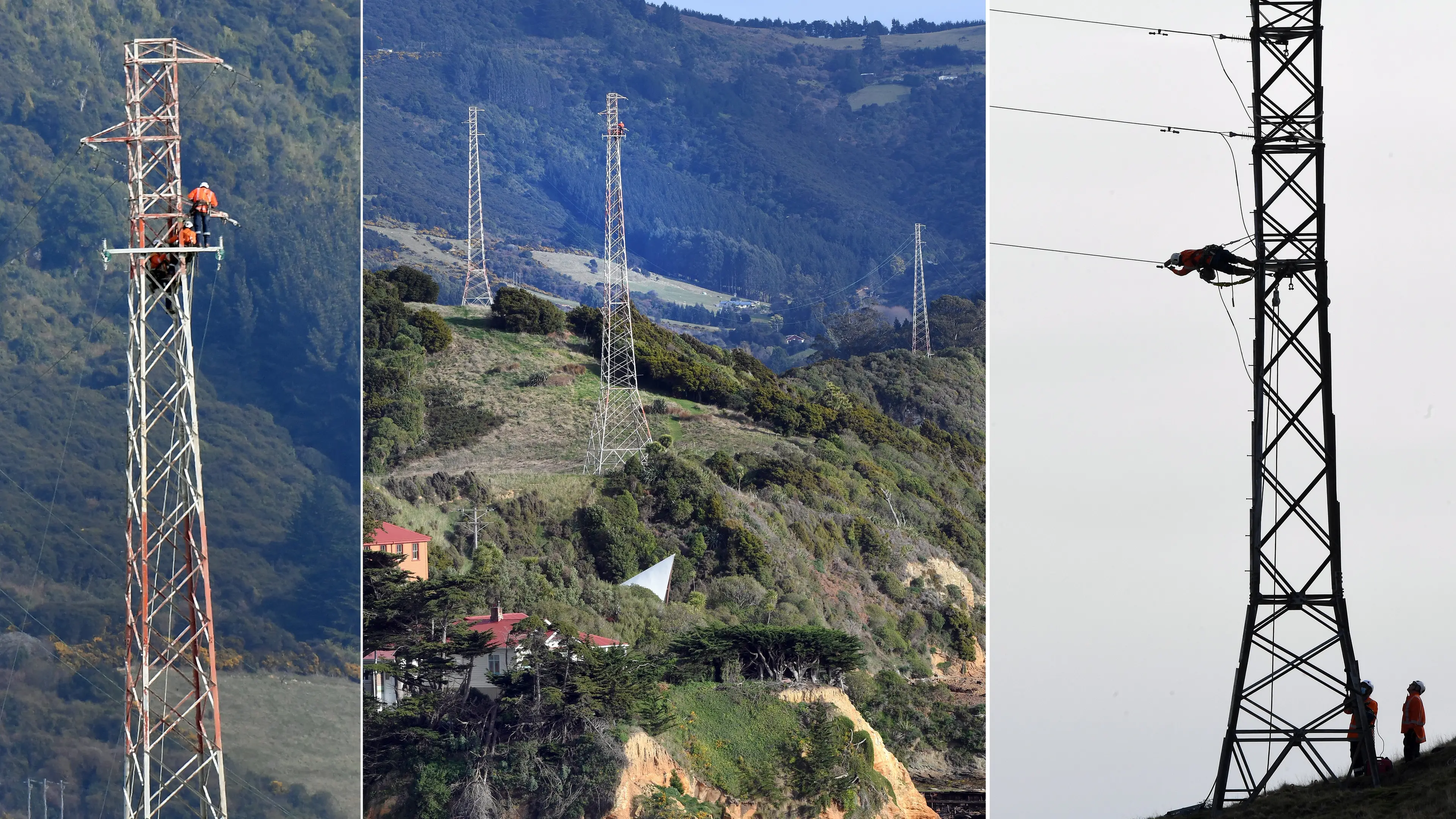 Cross-harbour power lines coming down