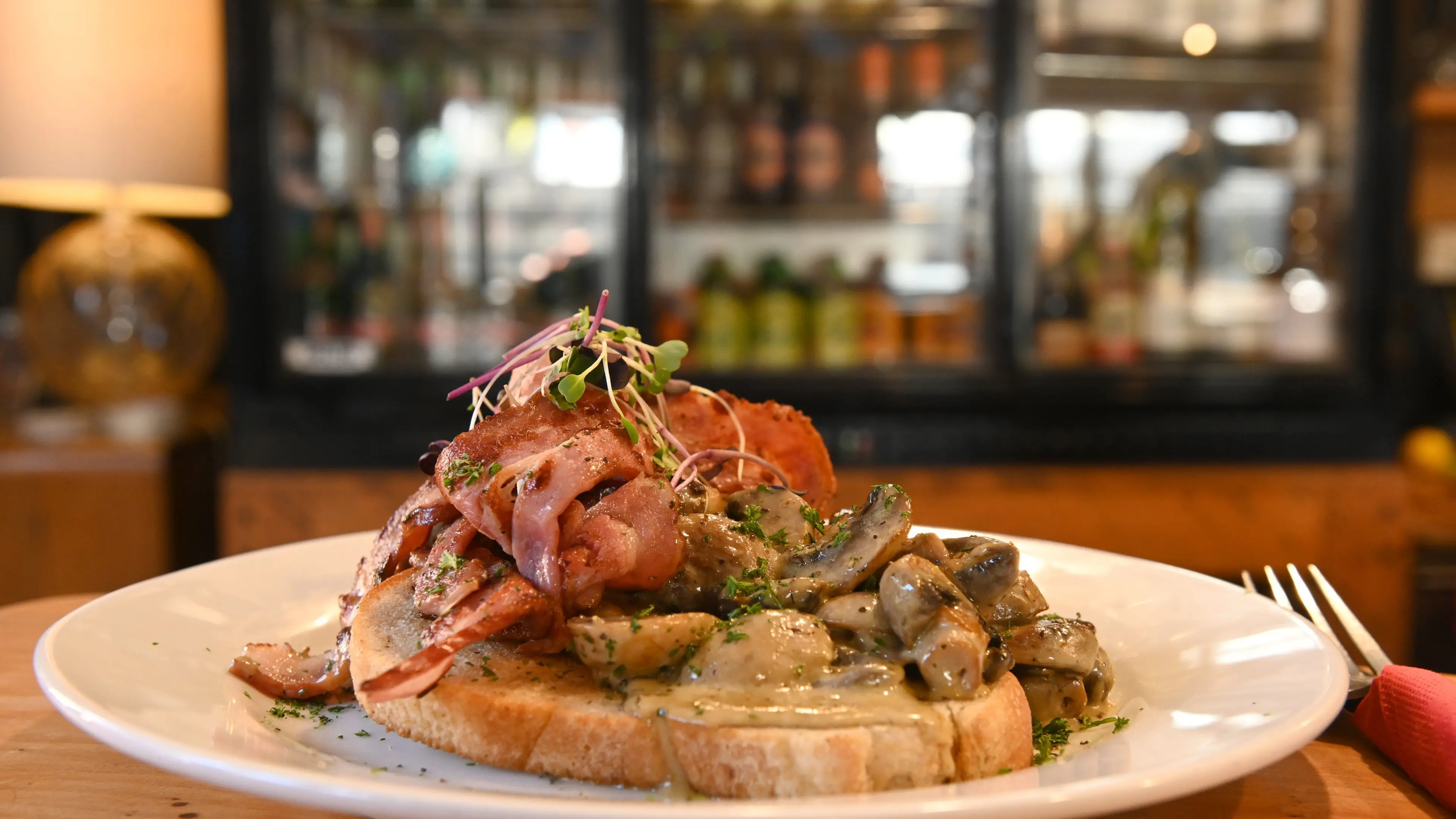 Creamy mushrooms on grilled ciabatta