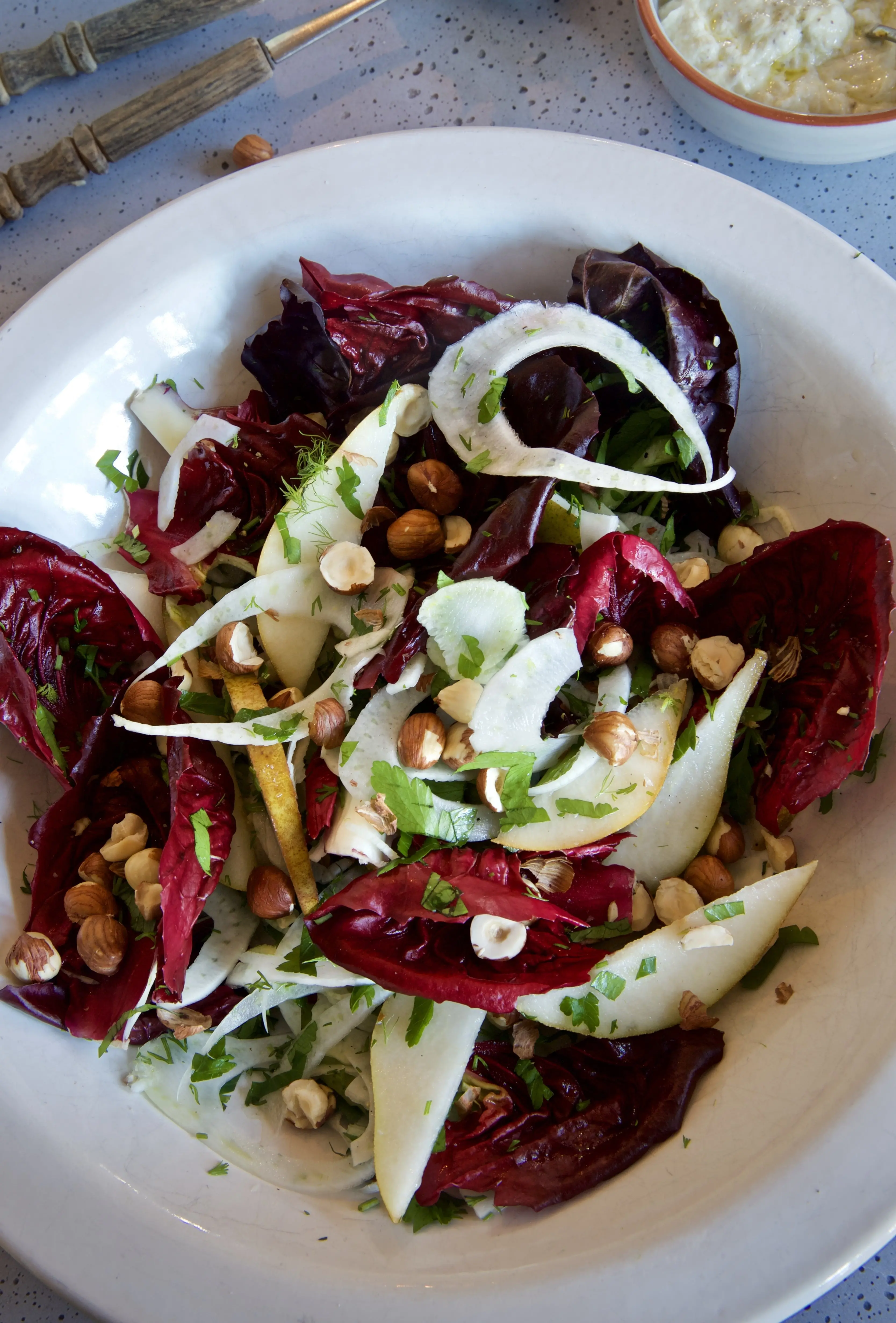 Winter radicchio, pear and hazelnut salad