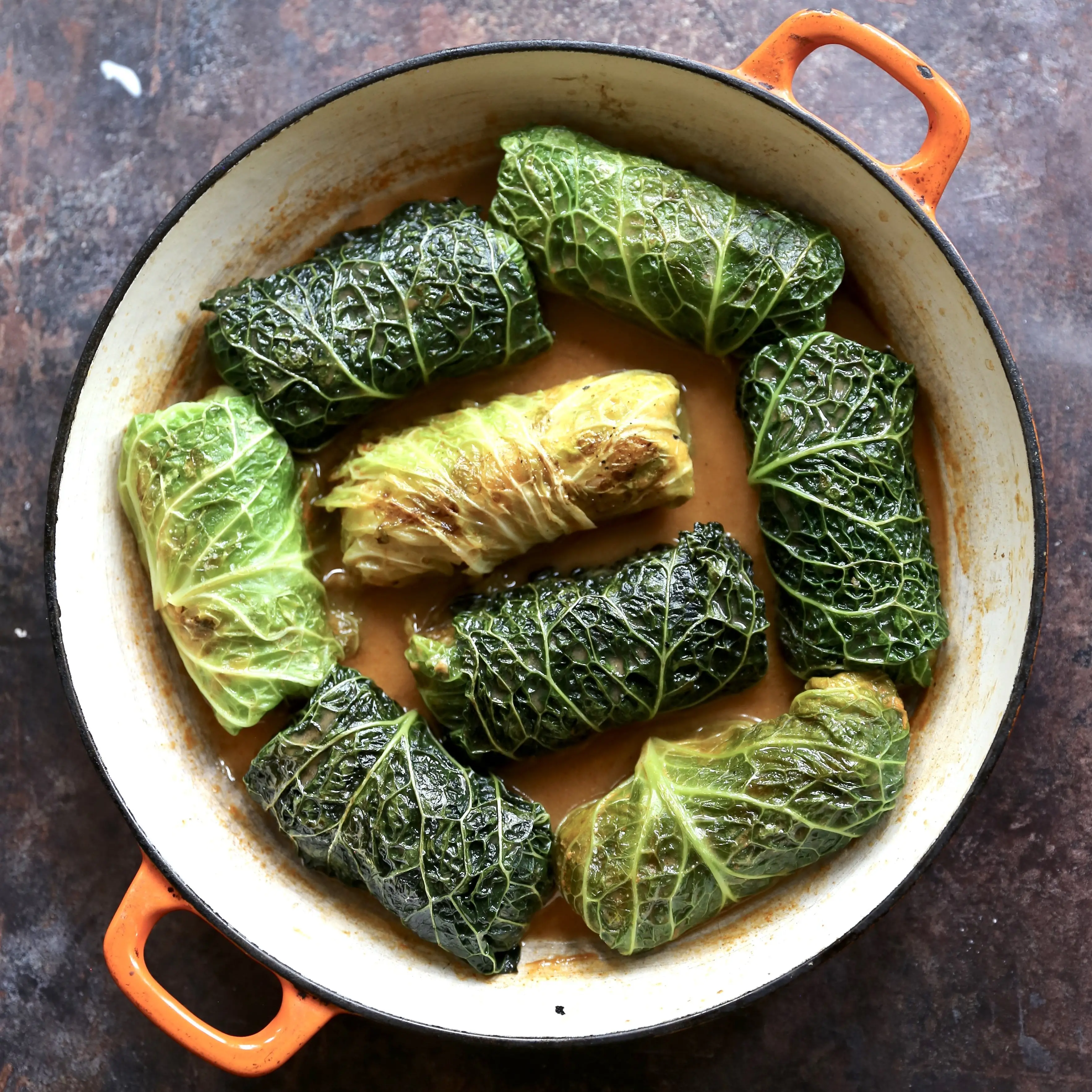 Kimchi and tofu cabbage rolls