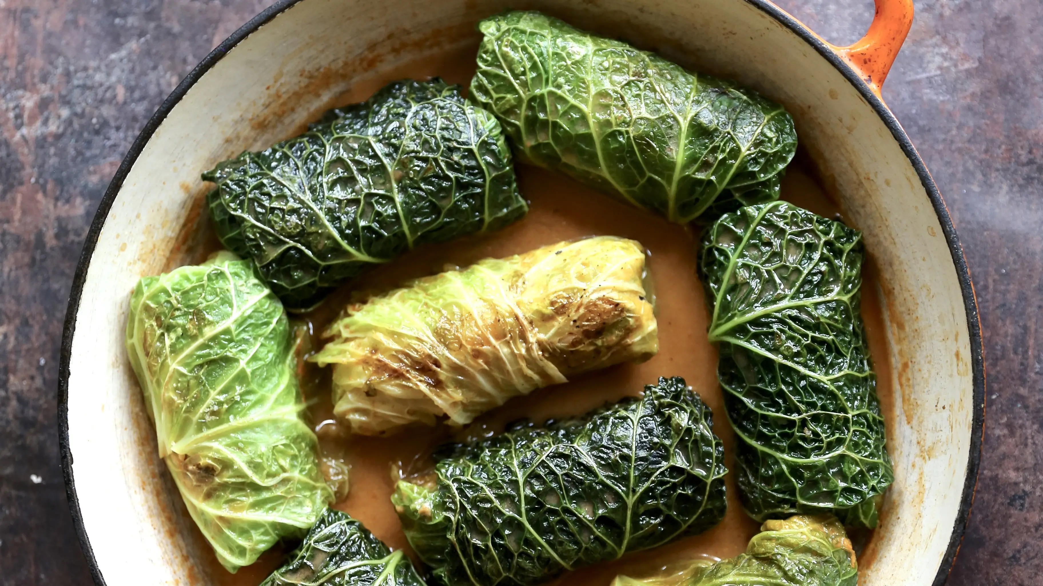 Kimchi and tofu cabbage rolls