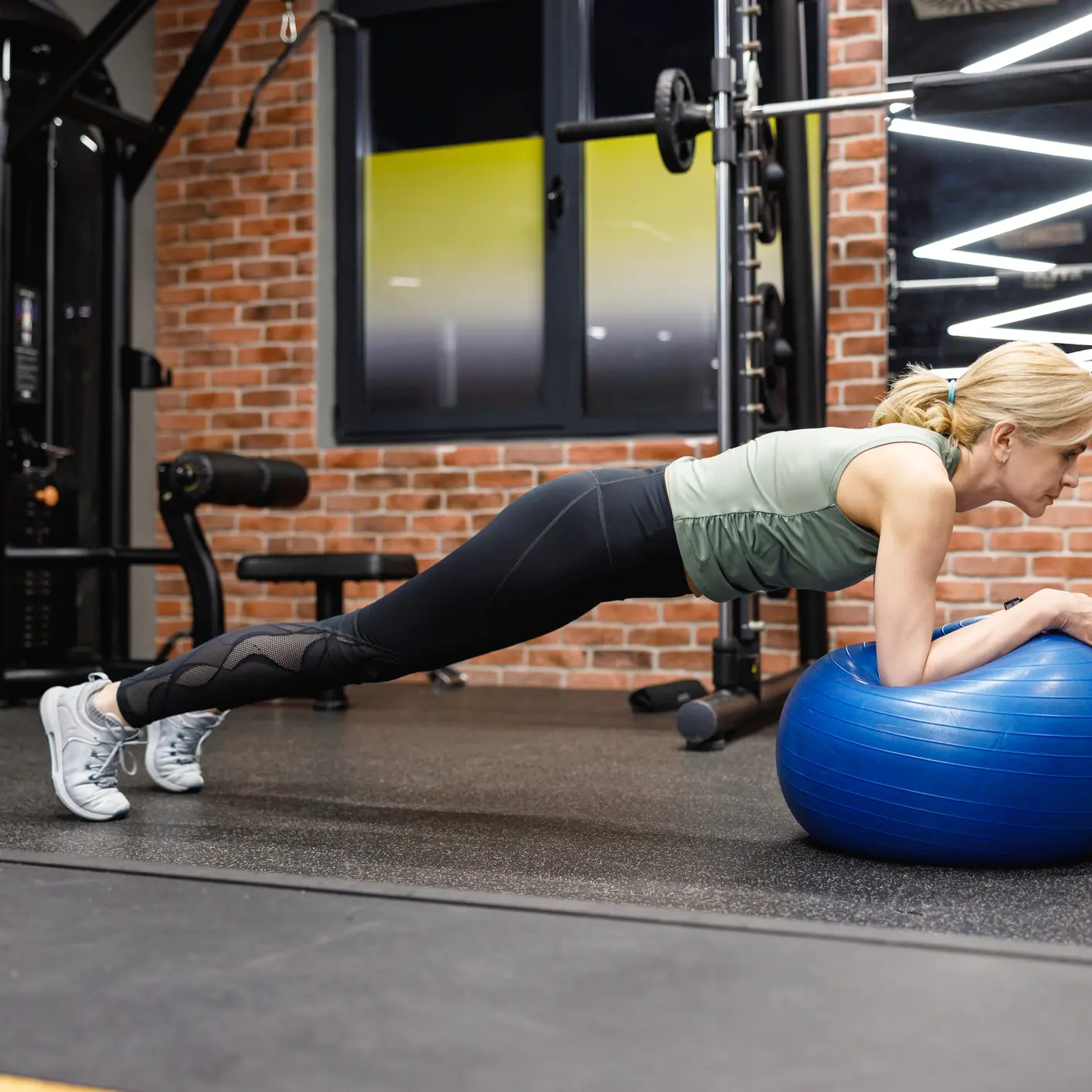 Stability ball prone plank