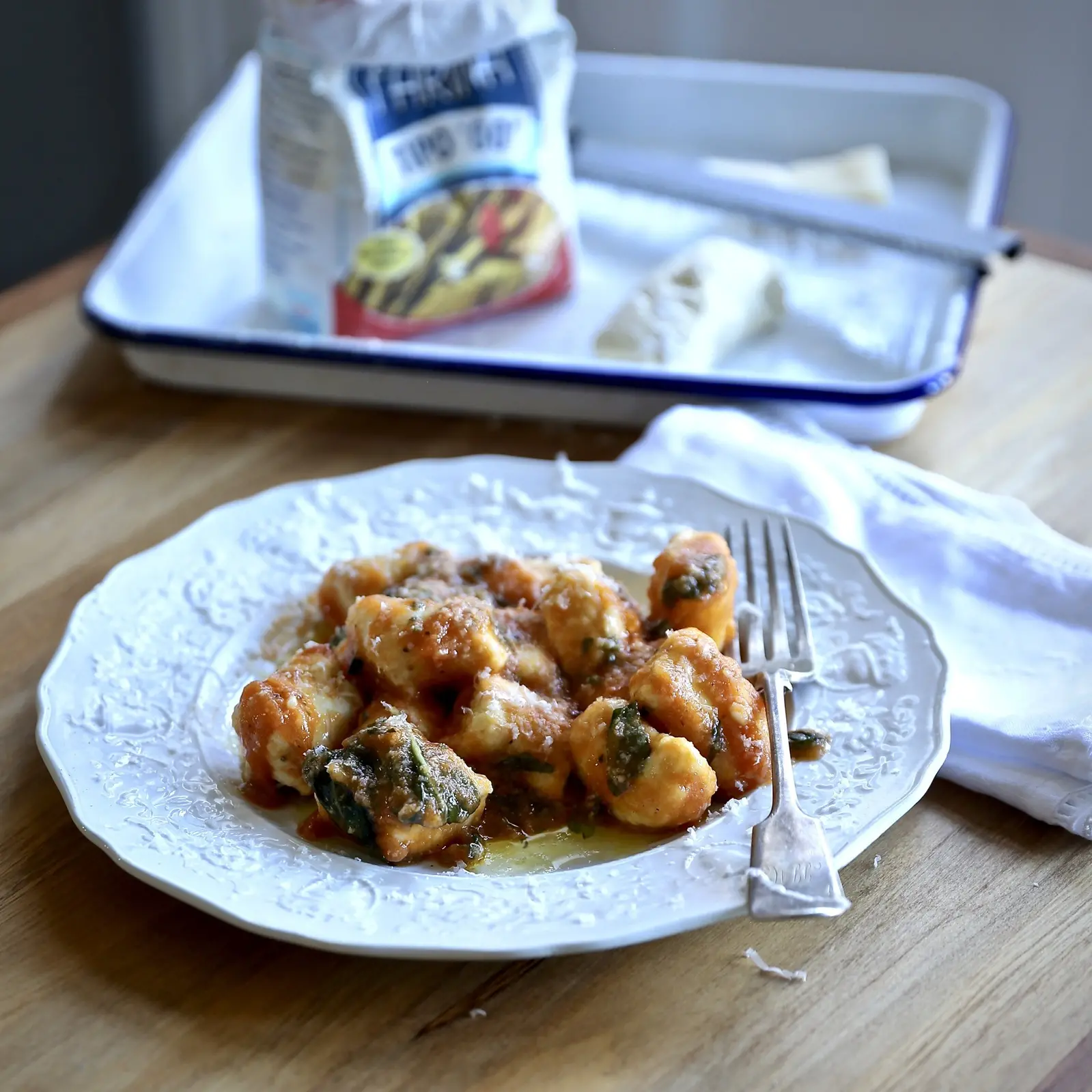 Ricotta gnocchi with quick tomato and basil sauce