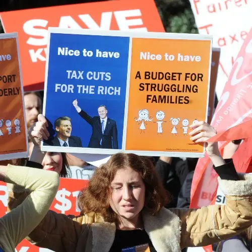 Hundreds protest budget cuts