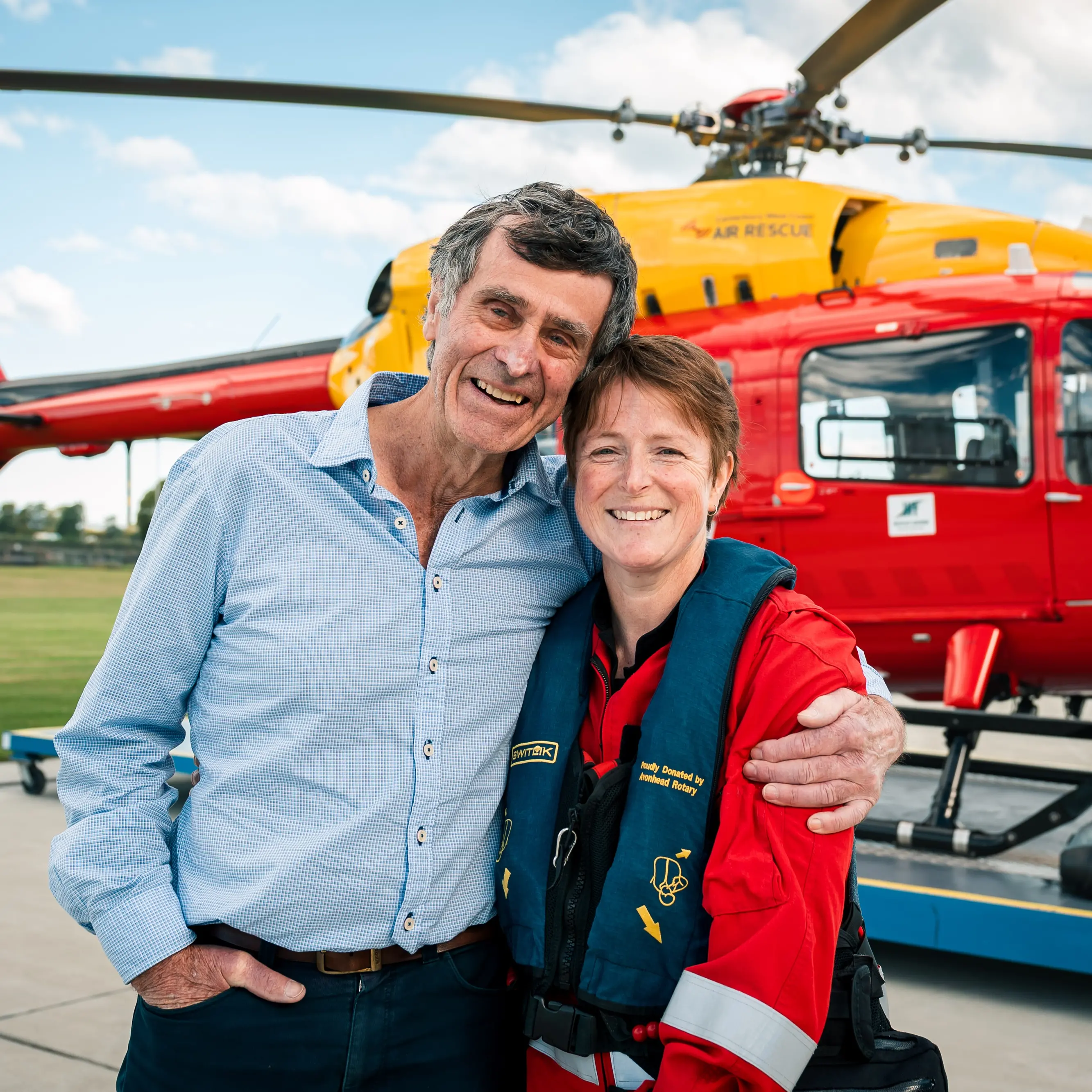 Giving back to the rescue chopper service that saved their lives