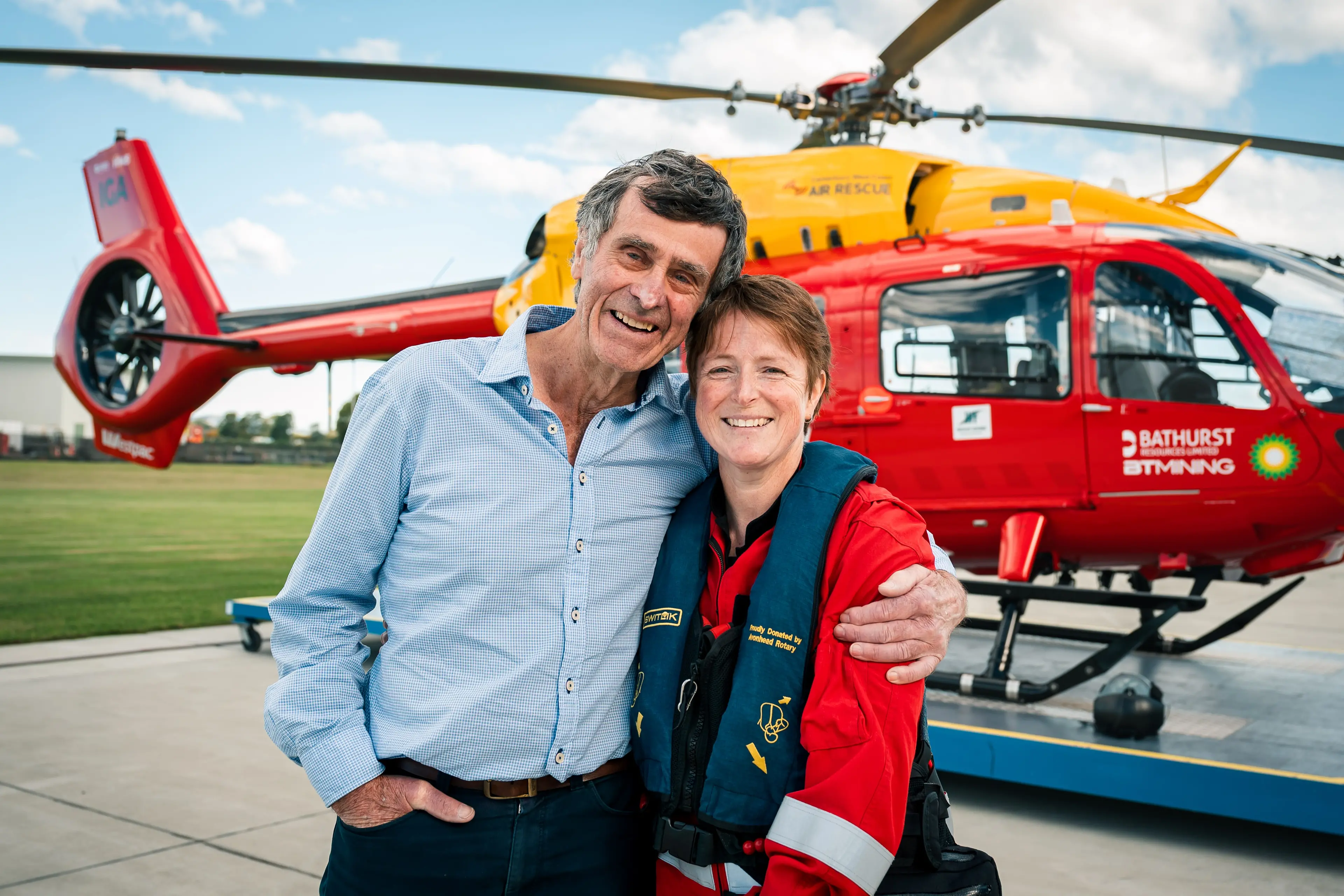 Rob Reynish and critical care paramedic Kath Copland reunited four years after rescuing him from a boating accident. Photo: James Munro