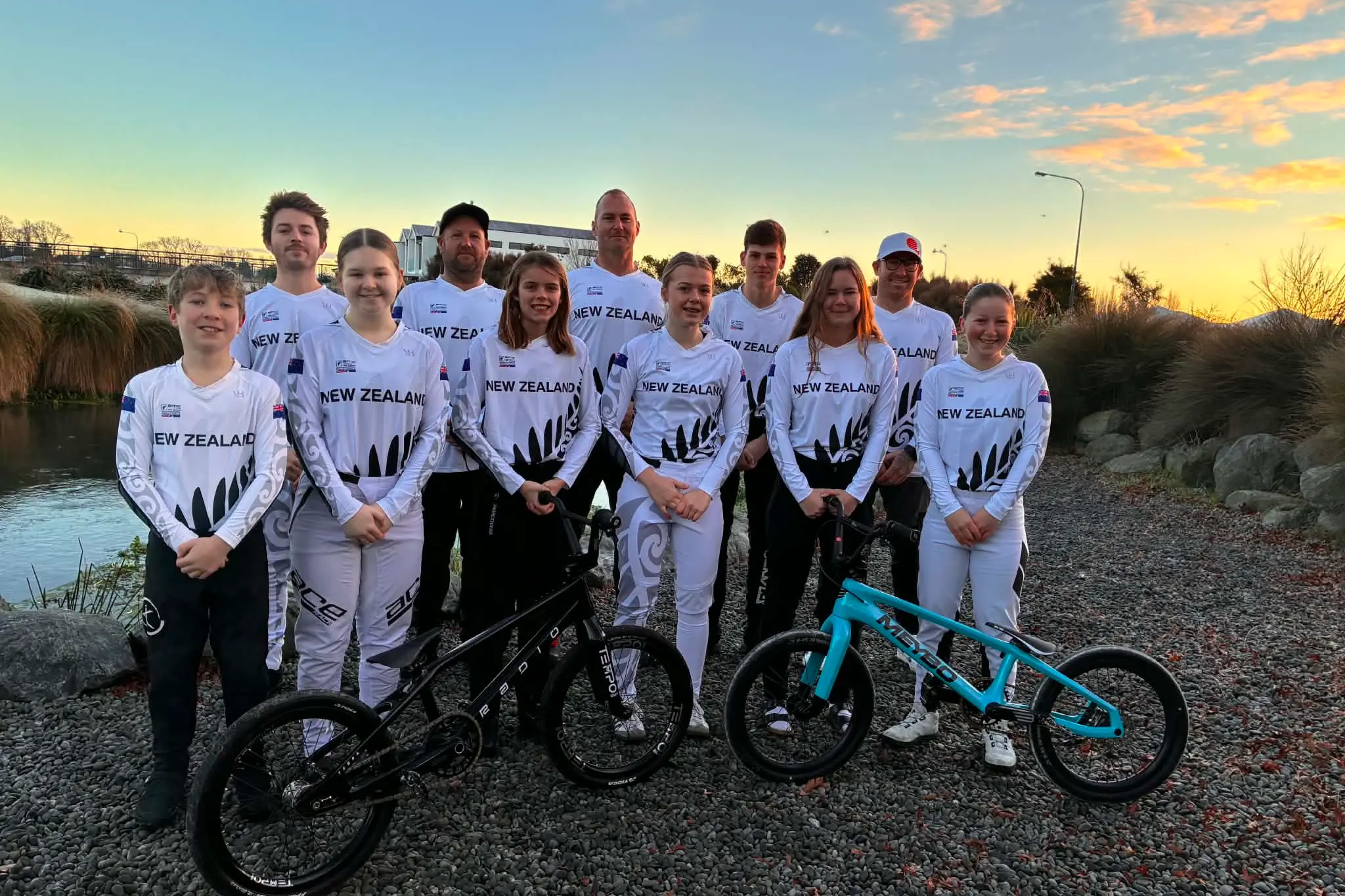 Eleven of the 13 BMX riders from the North Canterbury BMX Club who ride in the World Championships in Brisbane this week. Photo: Supplied