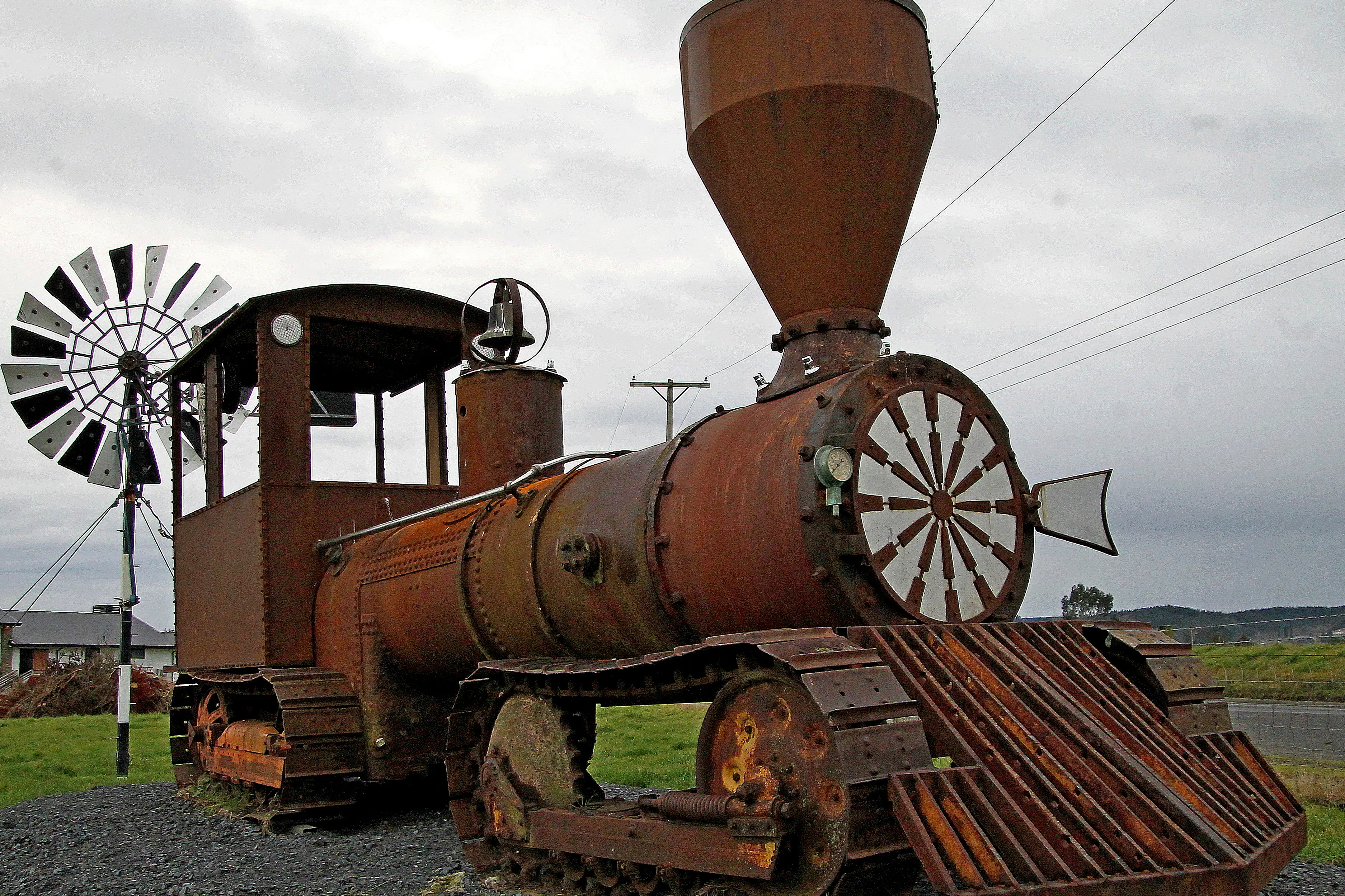 The land-train Granton, by Kaitangata steampunk pioneers Evan Dick and Noel Miller. Photo: Nick Brook