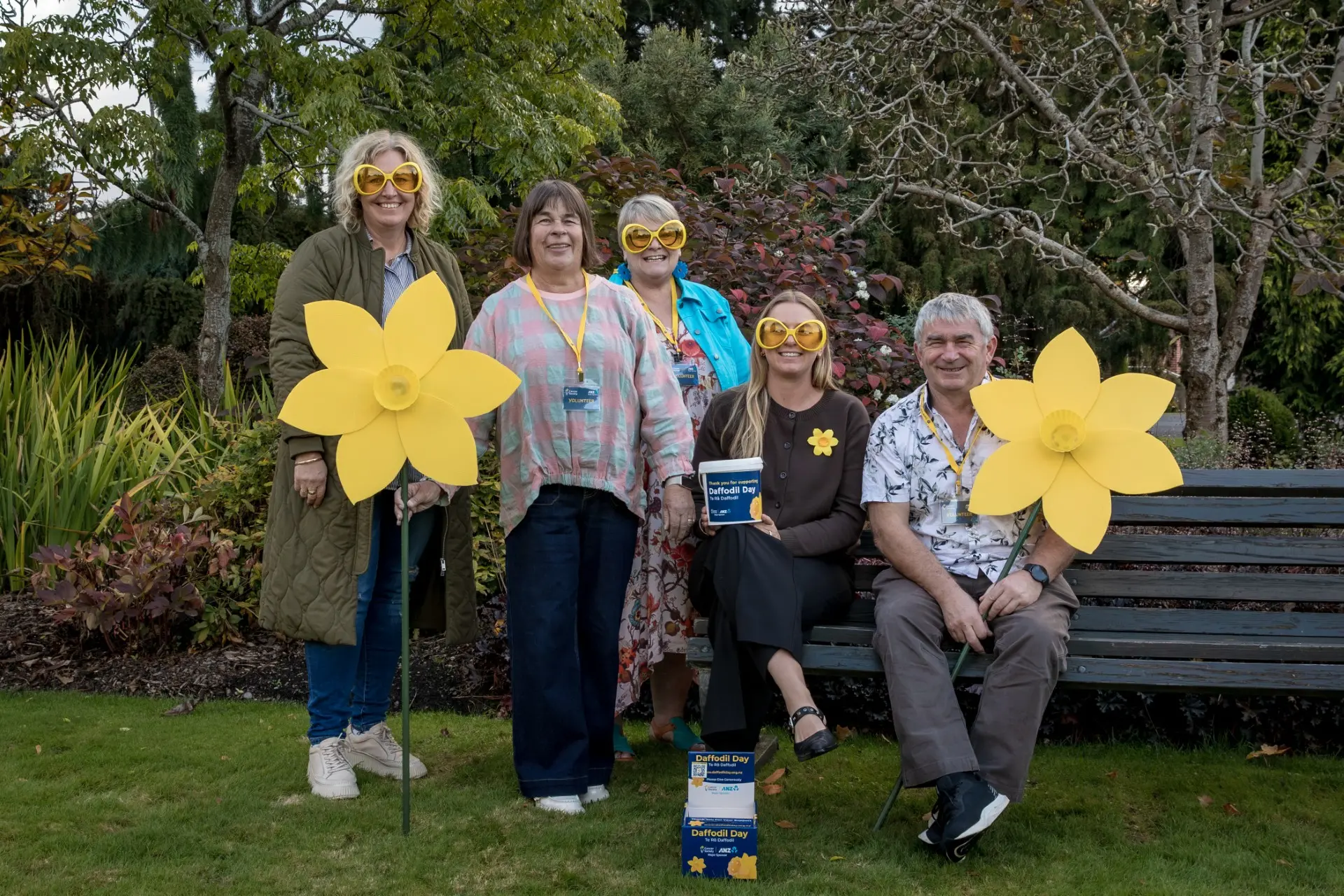 It is almost Daffodil Day and the fundraising events are warming up, starting with a bake sale on Saturday at the MLT Event Centre, as the Gore Daffodil Day committee (from left) Gore area co-ordinator Sandy Smith, Vicki Nicholson, Vicki Crawford, area co-ordinator support Georgia Morris, Ray Hannah (absent: Cheryl Anderson) prepares to help out a critical service in the Cancer Society. Photo: Supplied