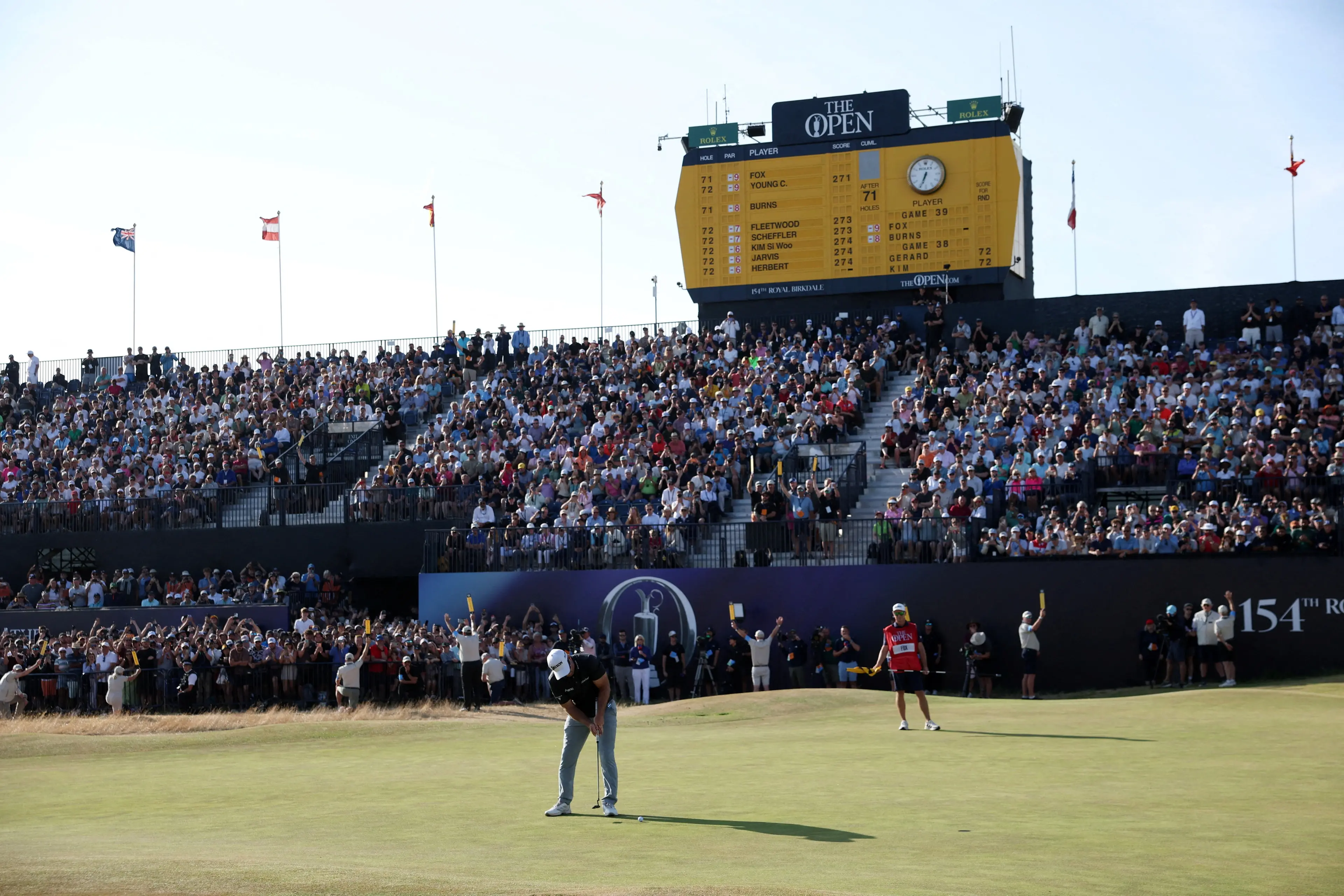 Ryan Fox holes his putt on the 18th green to win The 154th Open. PHOTO: REUTERS
