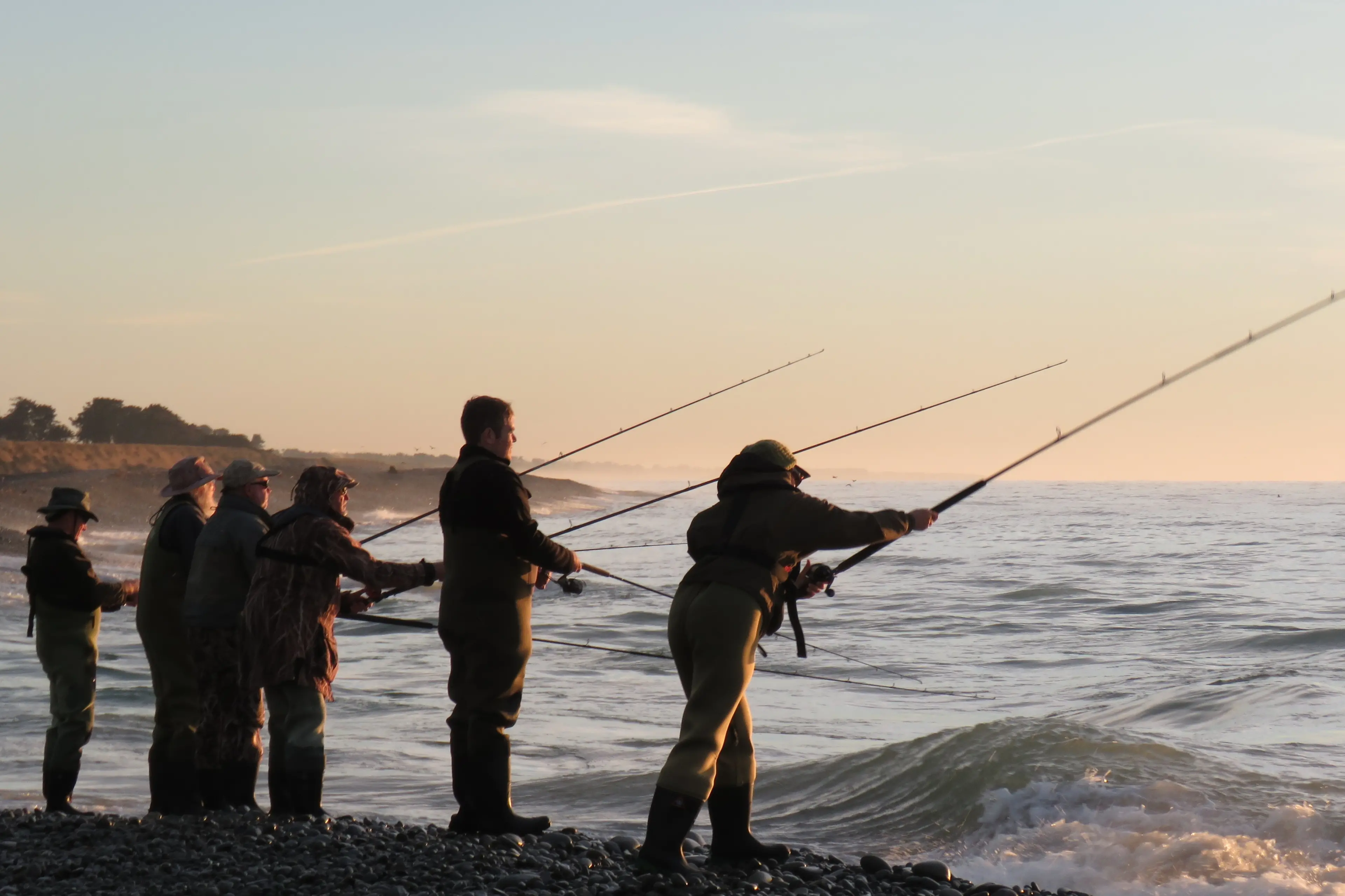 Anglers try their luck for sea-run salmon at the mouth of the Rangitata River. Photo: Rhys Adams/CSIFGC