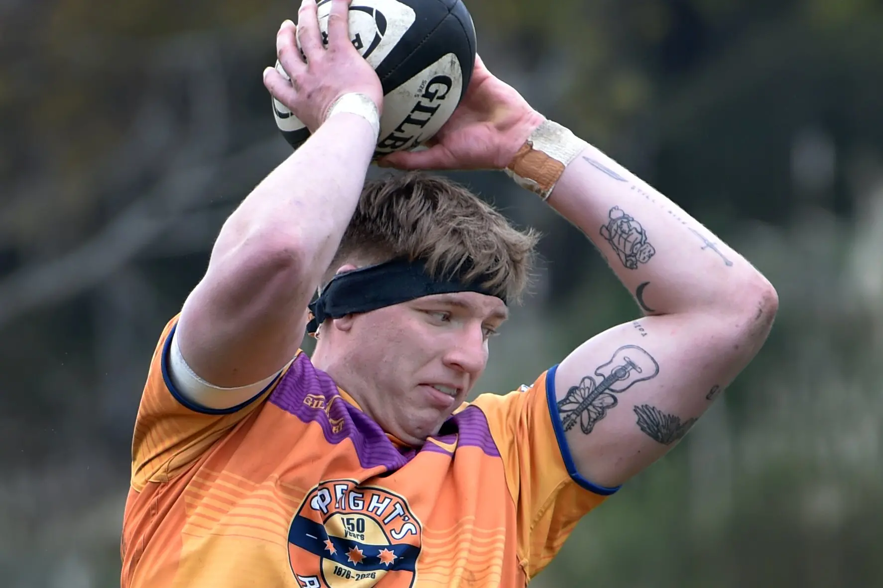 Otago lock Fabian Holland grabs a lineout take during a training session at Logan Park yesterday. Photo: Peter McIntosh.