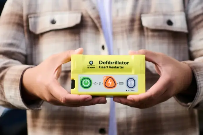 The \\'LifeBeat Mini\\' works just as a standard size defibrillator would. Photo: supplied