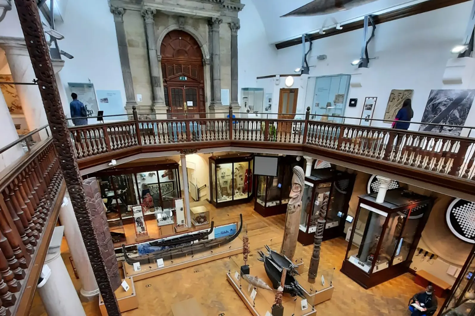 The Pacific gallery at the Cambridge Museum of Archaeology. The description of Peter Gathercole\\u2019s research is seen between the two columns to the right of the far door. Photo: Charles Higham