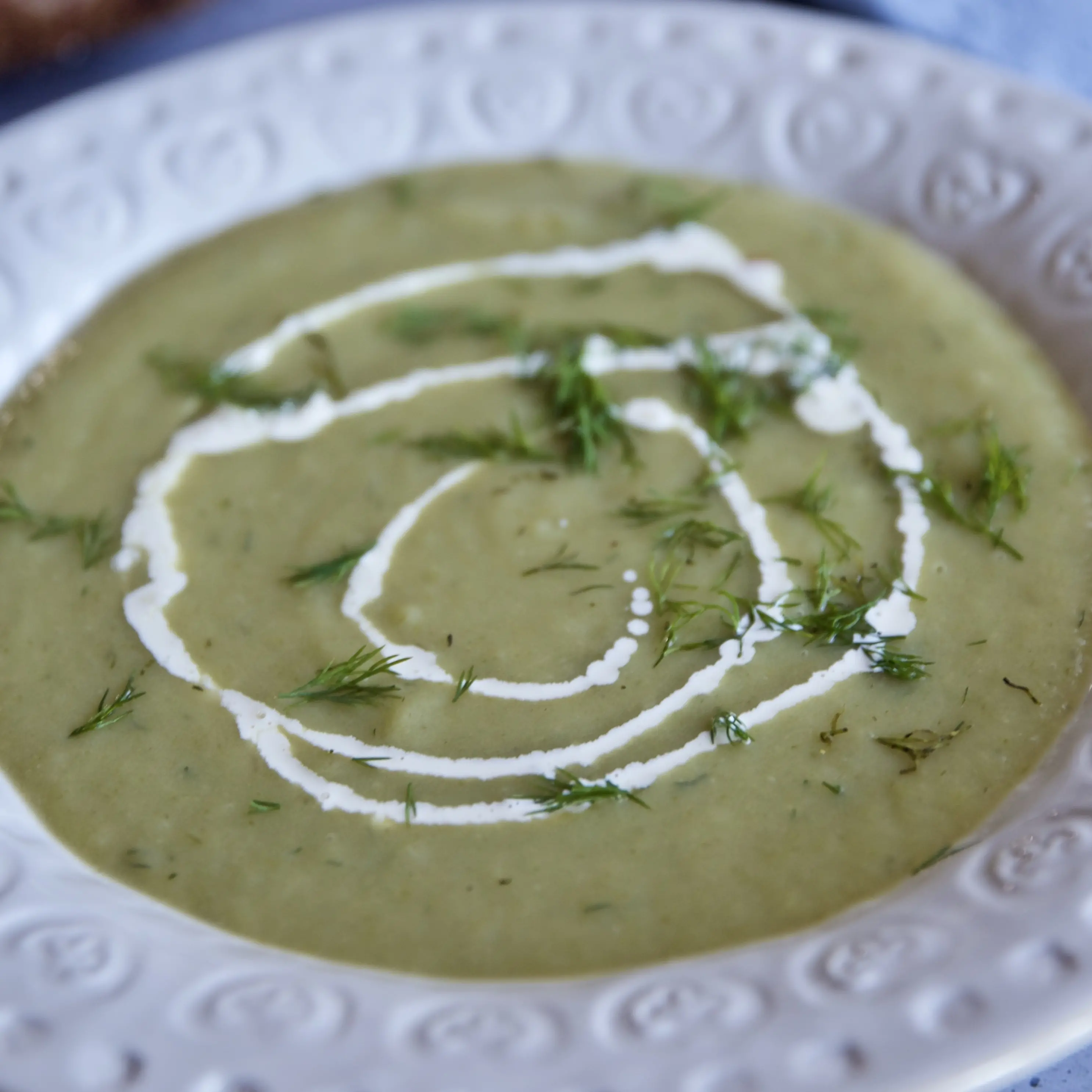 Potato, leek and dill soup