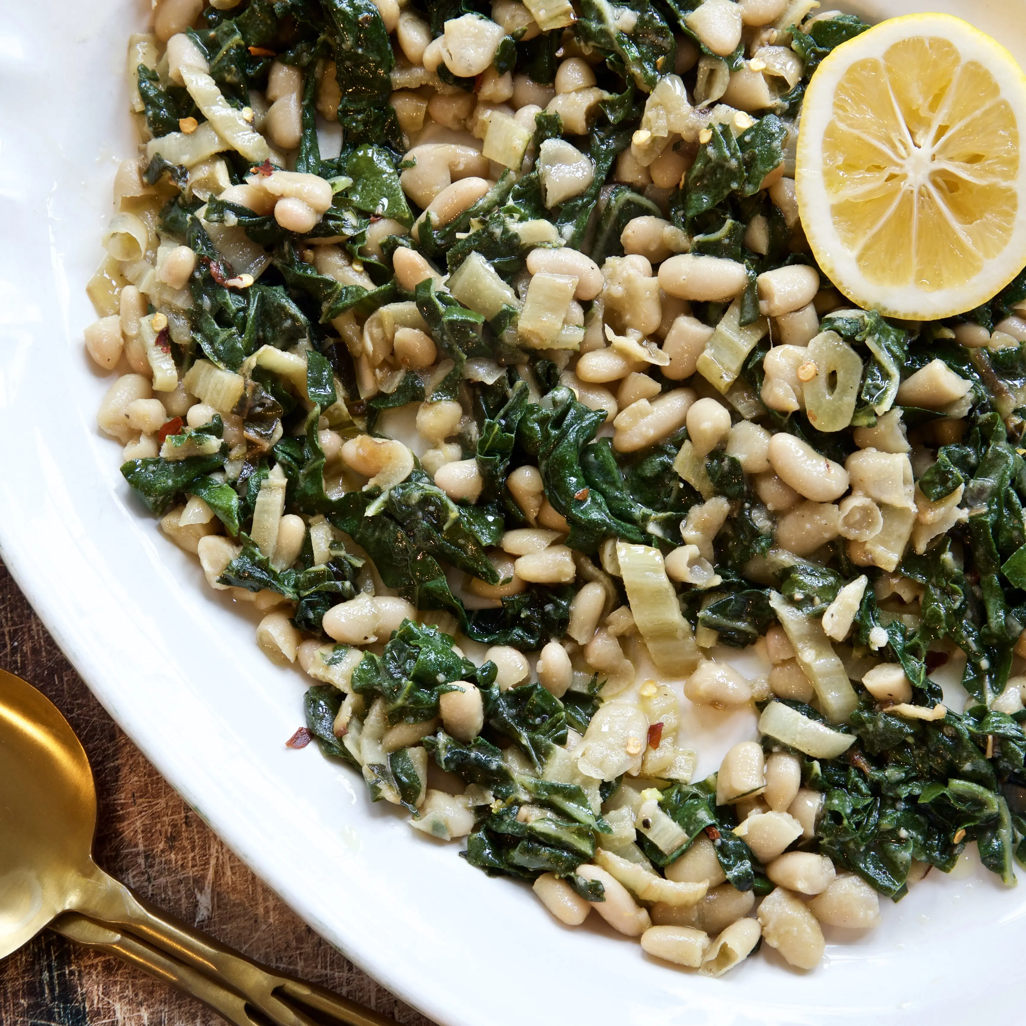 Silverbeet, white beans and lemon