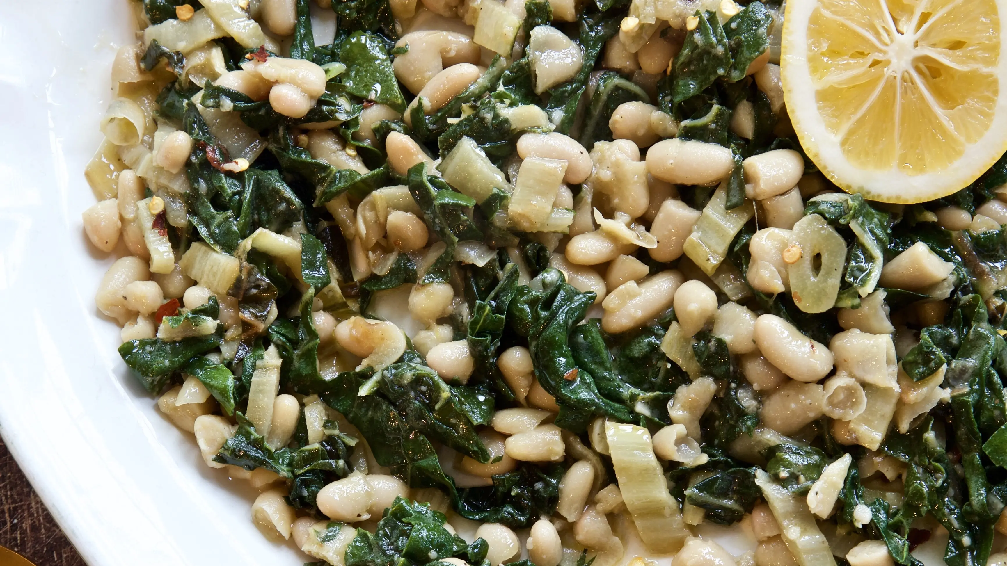 Silverbeet, white beans and lemon