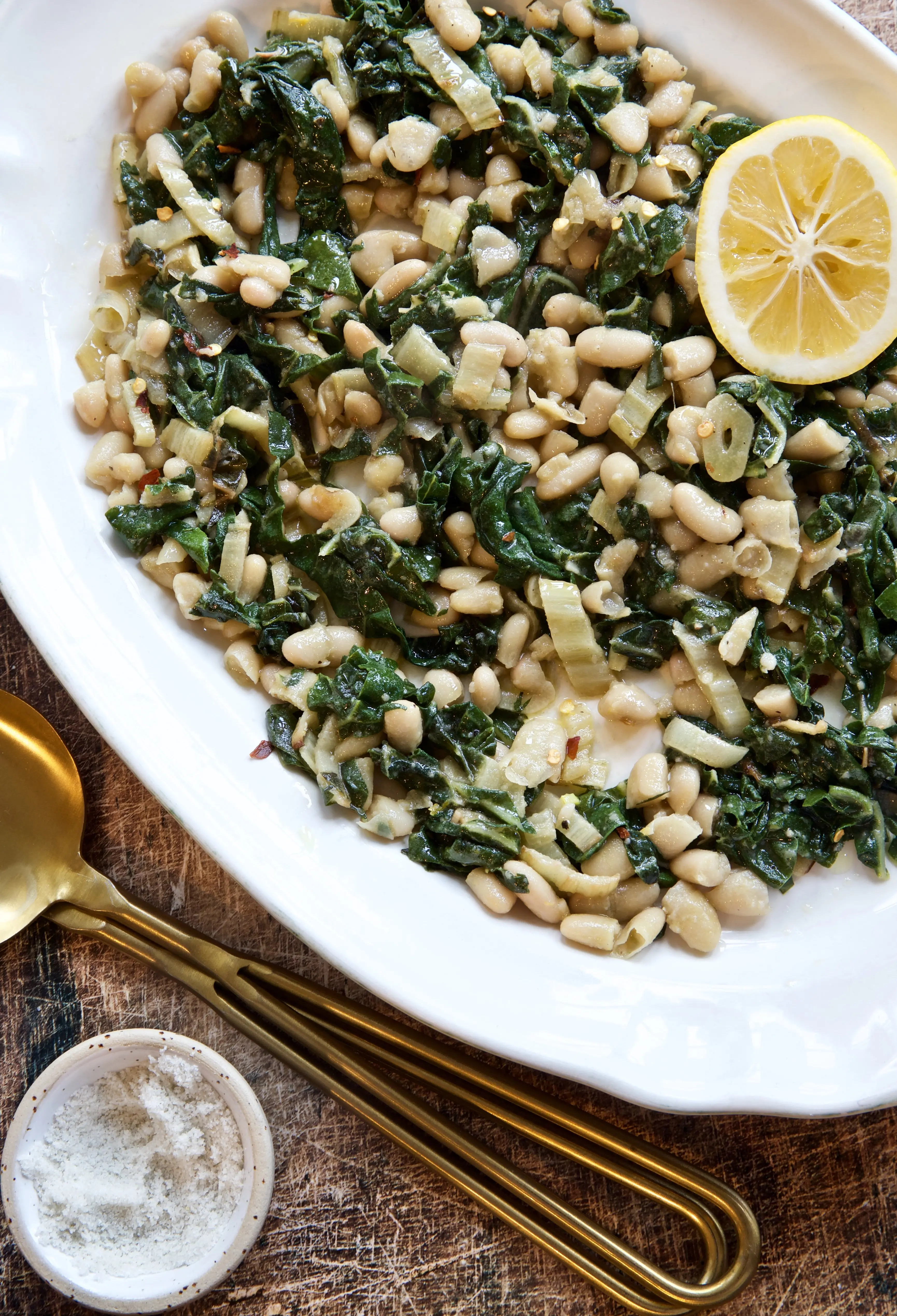 Silverbeet, white beans and lemon
