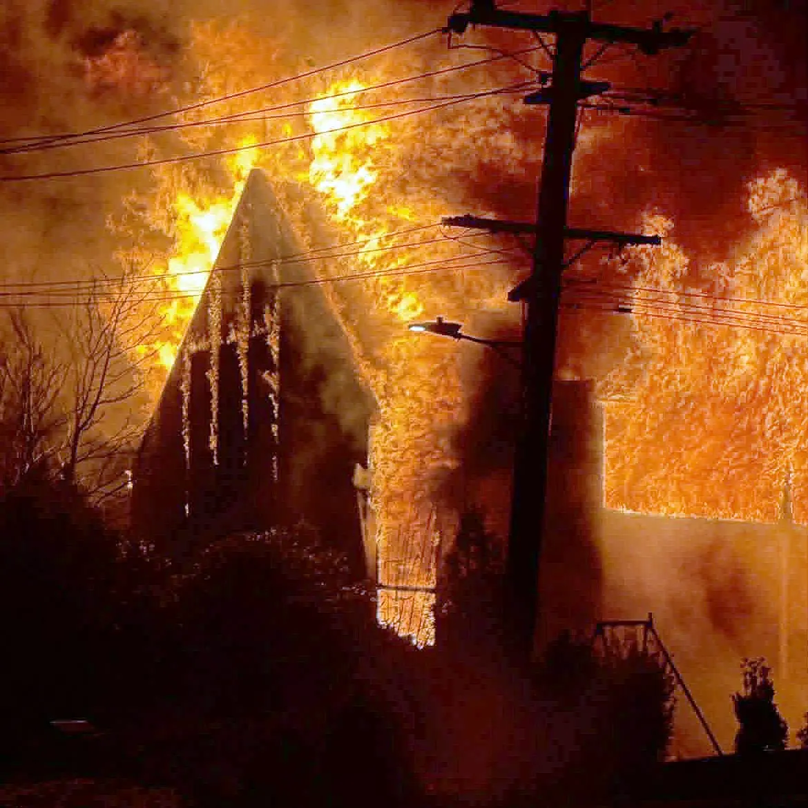 Dirt bike spark may have caused church blaze