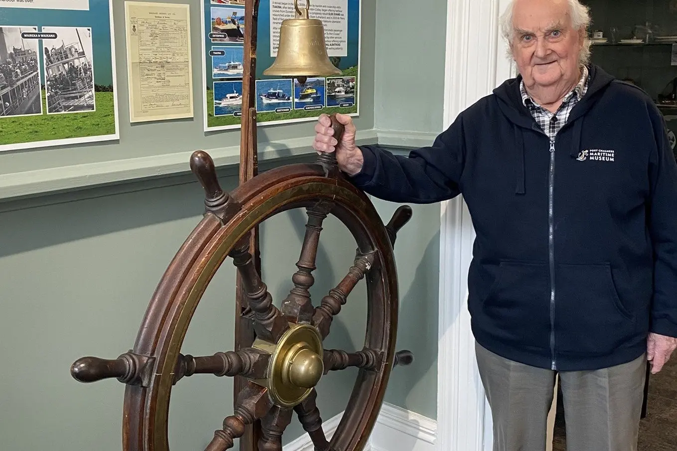 Port Chalmers man Garry Bain has used his extensive knowledge of local shipping history to curate the fascinating \"Harbour Ferries\" exhibition at Port Chalmers Maritime Museum. Photo: Brenda Harwood