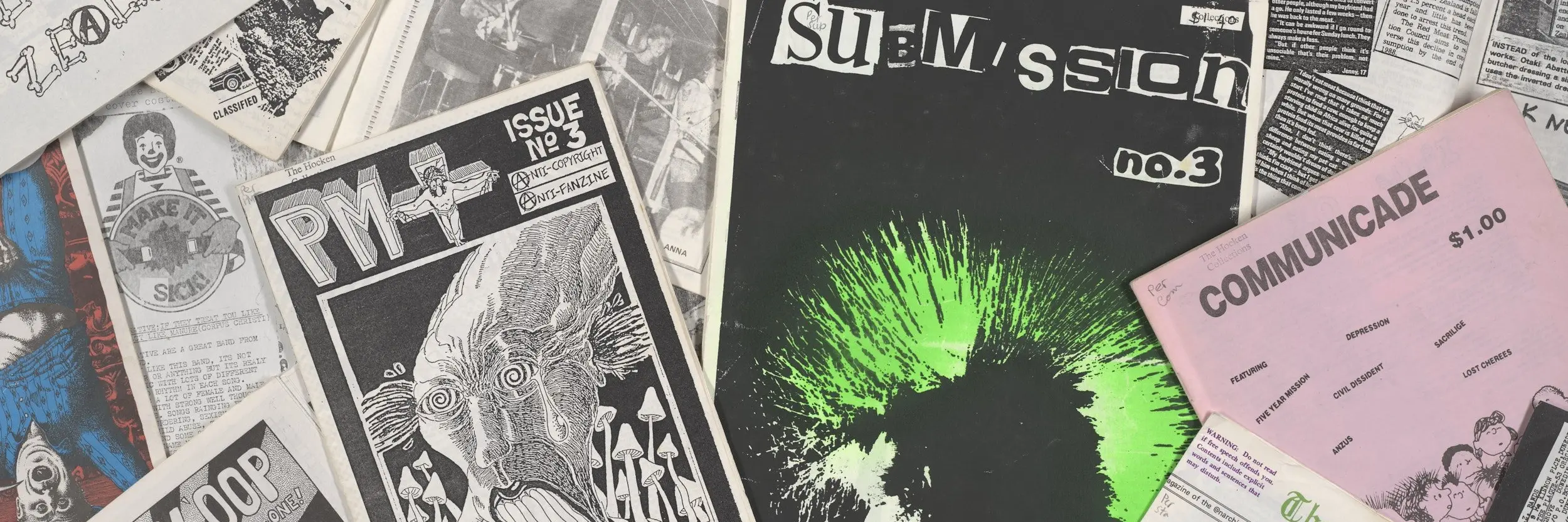 Zine collection from Hocken Collections Te Uare Taonga o H\\u0101kena.