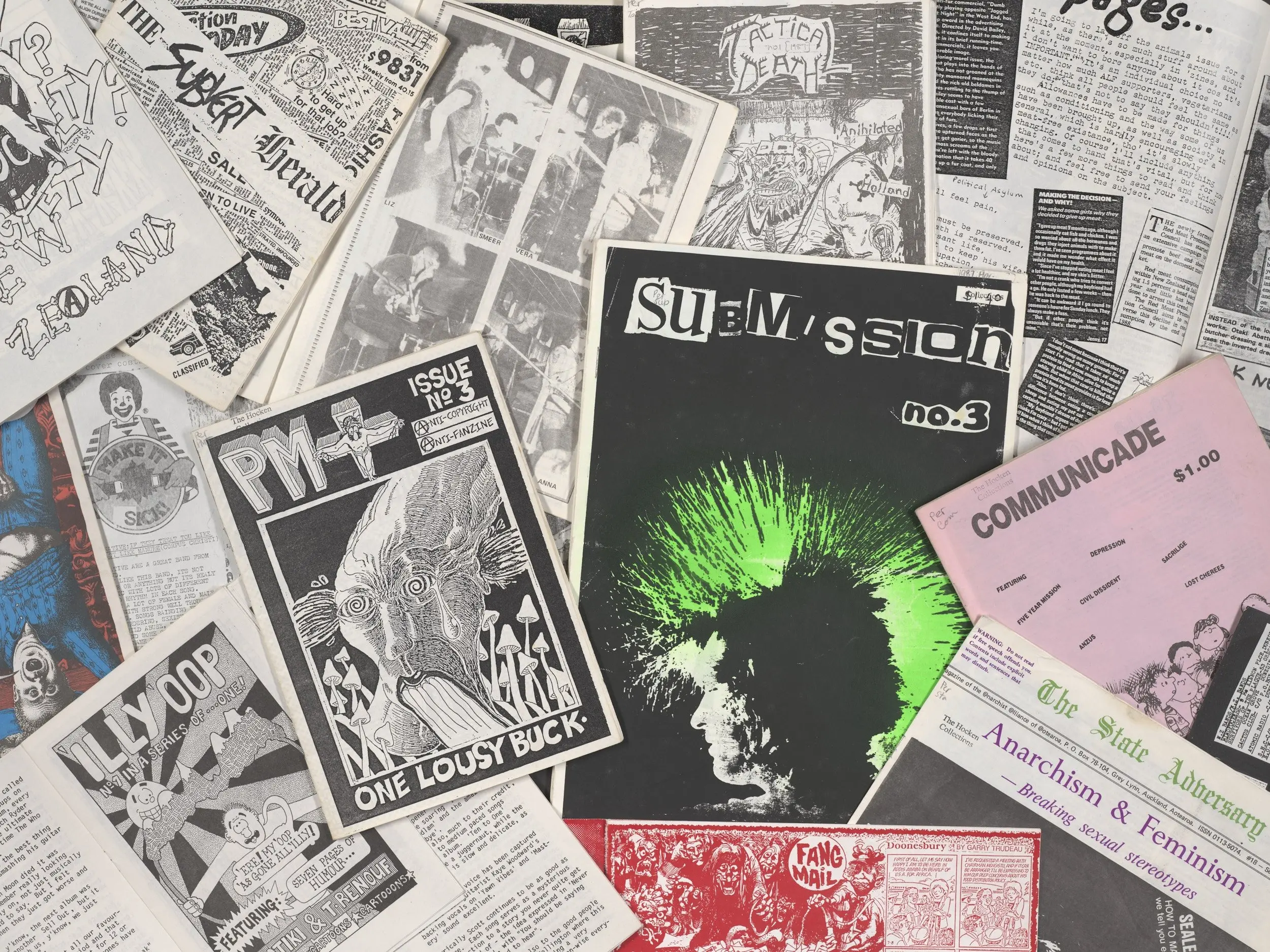 Zine collection from Hocken Collections Te Uare Taonga o H\\u0101kena.